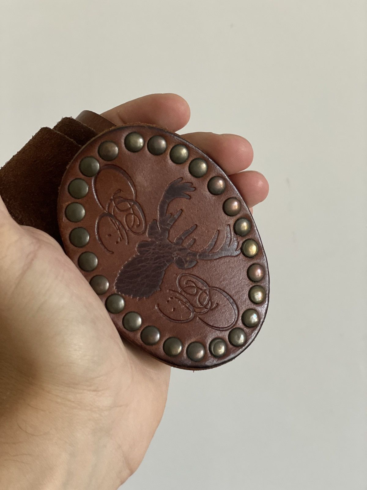 Leather Vintage Leather belt Size 32 - 2 Thumbnail