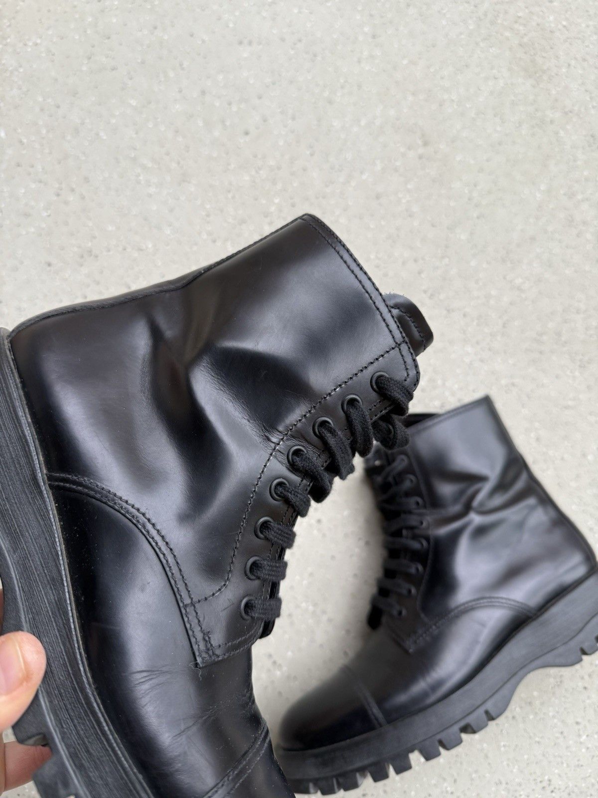 Prada DDP Prada Spazzolato Womens Combat Ankle Boots Black Size 36 Size US 6 / IT 36 - 4 Thumbnail