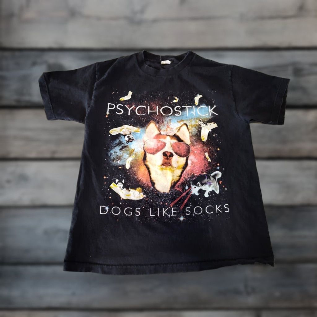 Vintage Psychostick Dogs Like Socks Shirt Mens Medium Black Graphic Print Music Size US M / EU 48-50 / 2 - 1 Thumbnail
