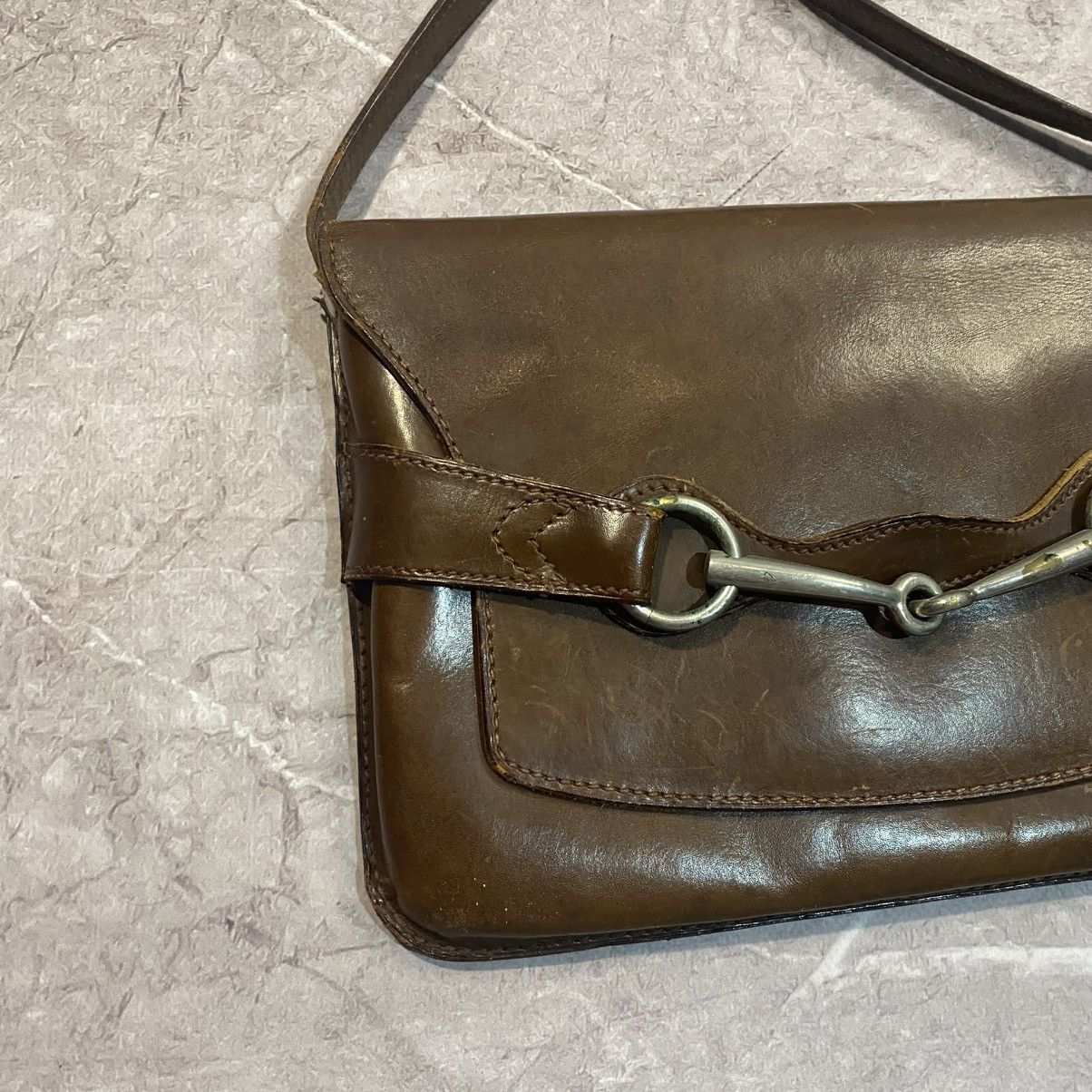 Gucci × Vintage RARE ! VINTAGE GUCCI LEATHER CROSSBODY BAGS 70s Size ONE SIZE - 2 Thumbnail
