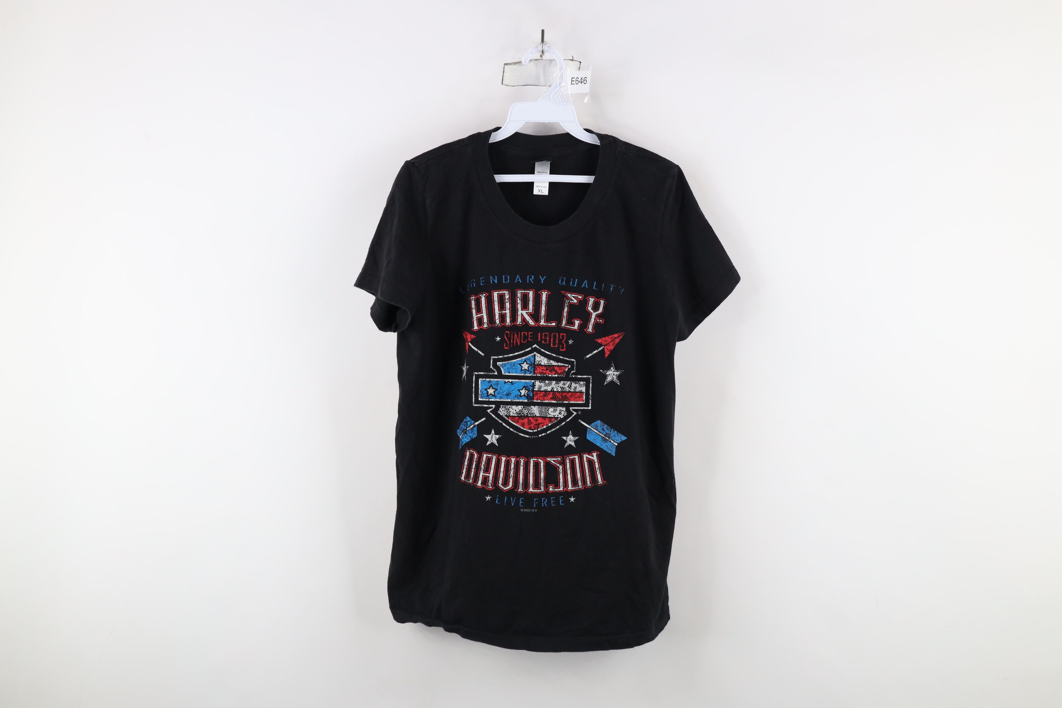 Harley Davidson × Vintage Y2K Harley Davidson Spell Out Flag Arrow T-Shirt Black USA Size XL / US 12-14 / IT 48-50 - 1 Thumbnail