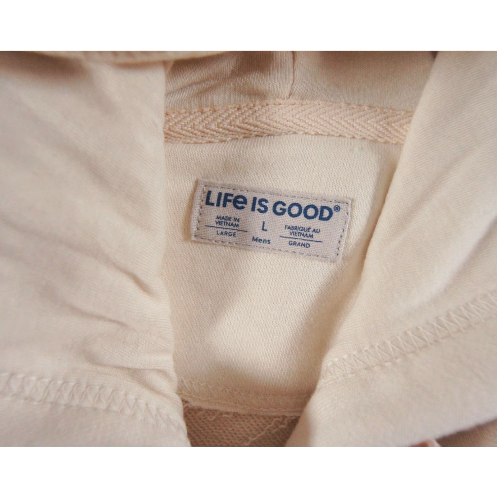 Life is Good Life Is Good Sweatshirt Mens Large Beige Cream Hoodie USA Flag Nature Outdoors Size US L / EU 52-54 / 3 - 5 Thumbnail