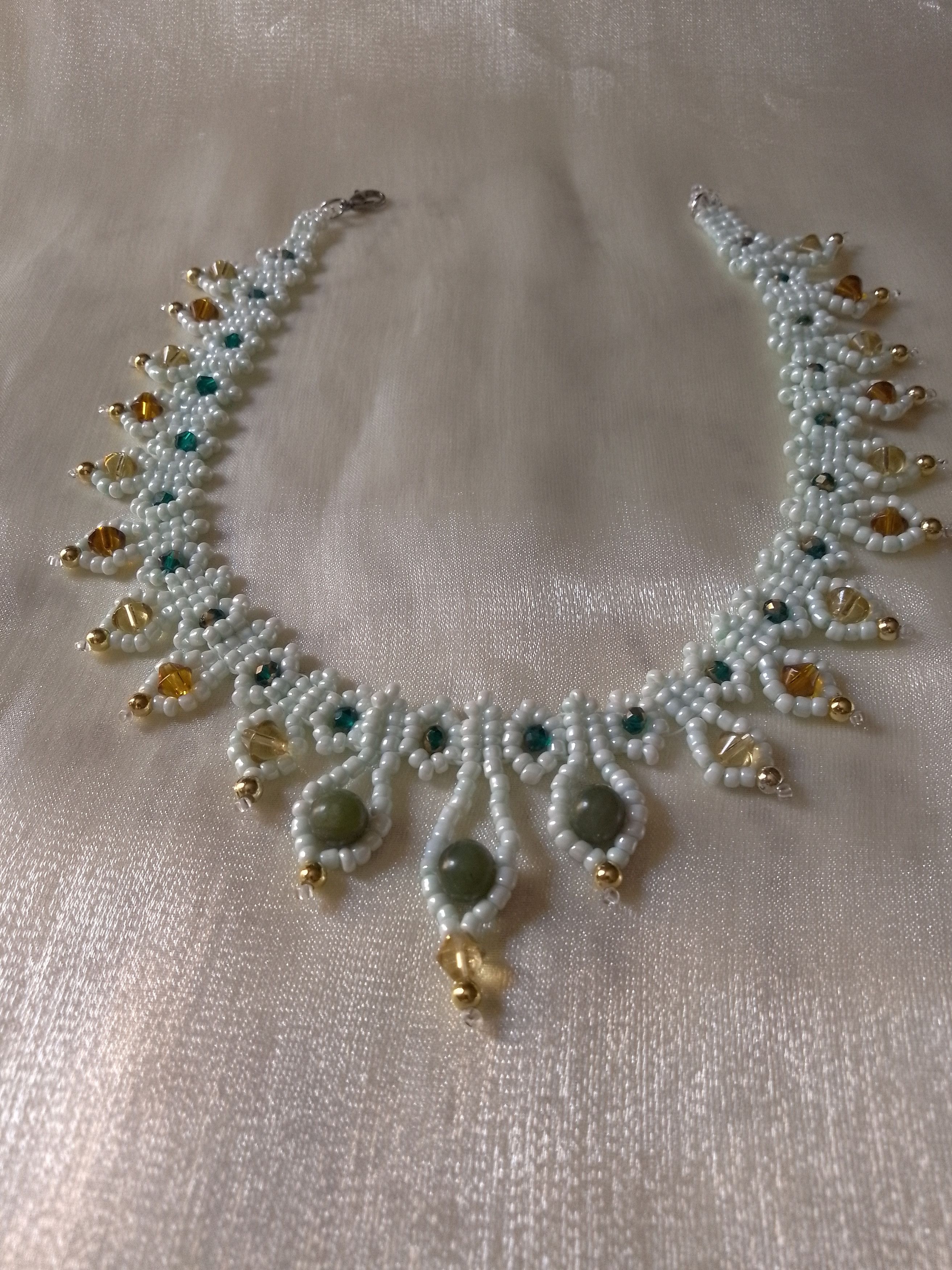 Handmade Glamour necklace choker naturale Green jade gemstones Size ONE SIZE - 1 Thumbnail