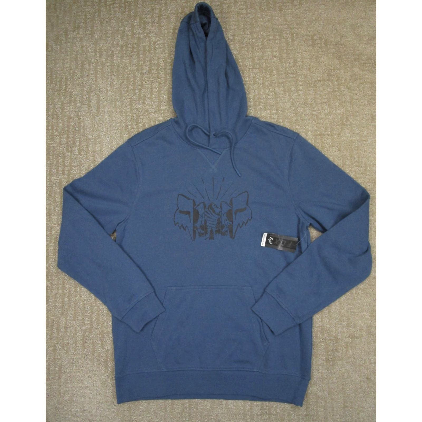 Fox Racing Fox Hoodie Men Medium Blue Graphic Print Pullover Sweatshirt Knit Logo All Seasons Hooded Pockets M Mens Size US M / EU 48-50 / 2 - 2 Thumbnail