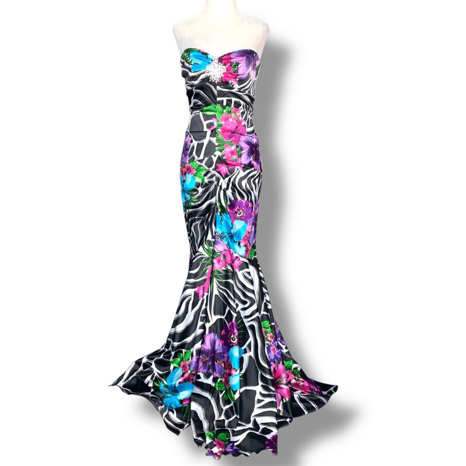 sachin and babi light blue dress Vintage Cache Maxi Zebra Floral Mermaid Gown Strapless is available for  purchase on au PAY Market - Imported Goods Online Store Co.Ltd. | au PAY  Market
