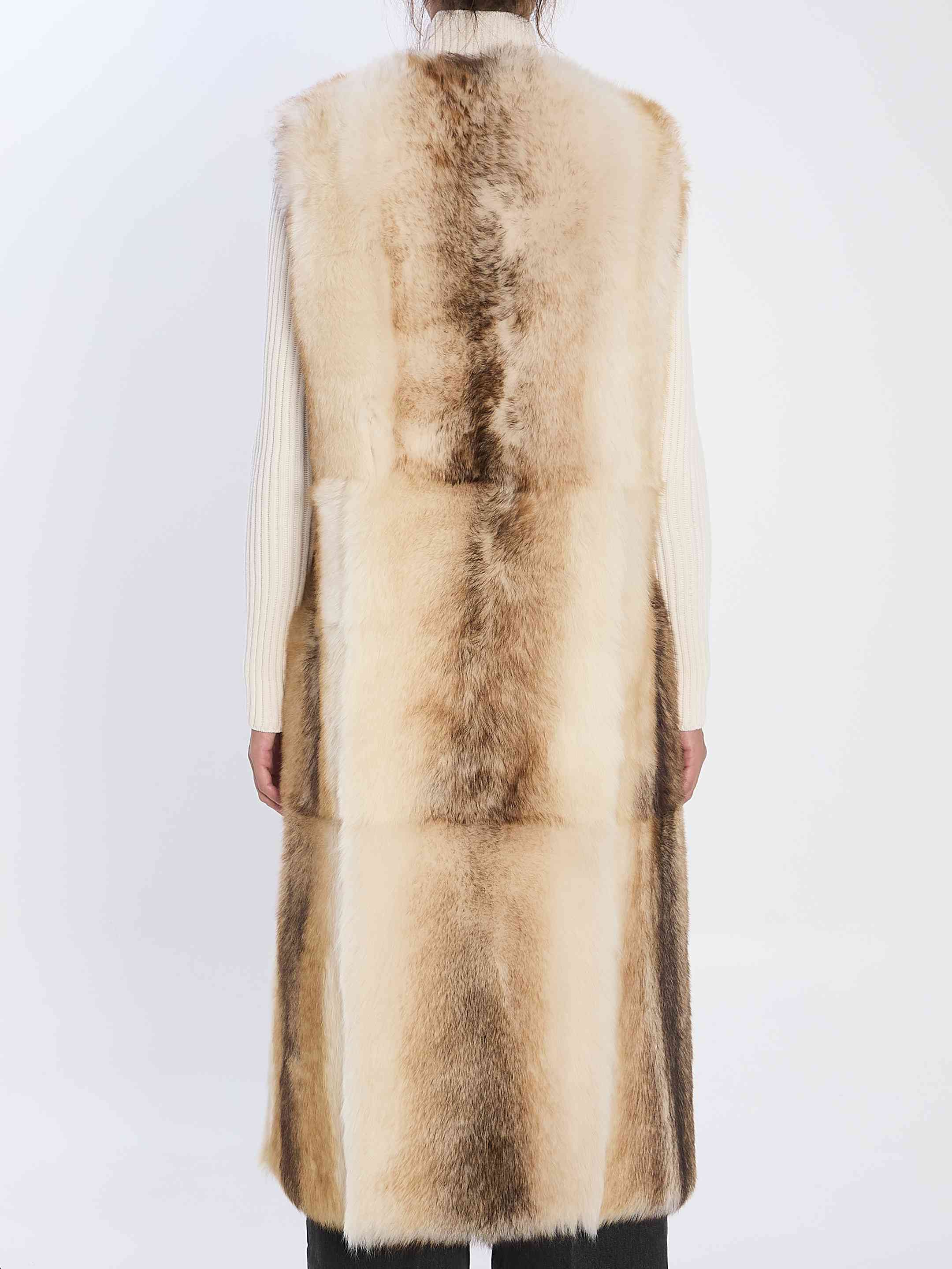 Long lamb fur vest