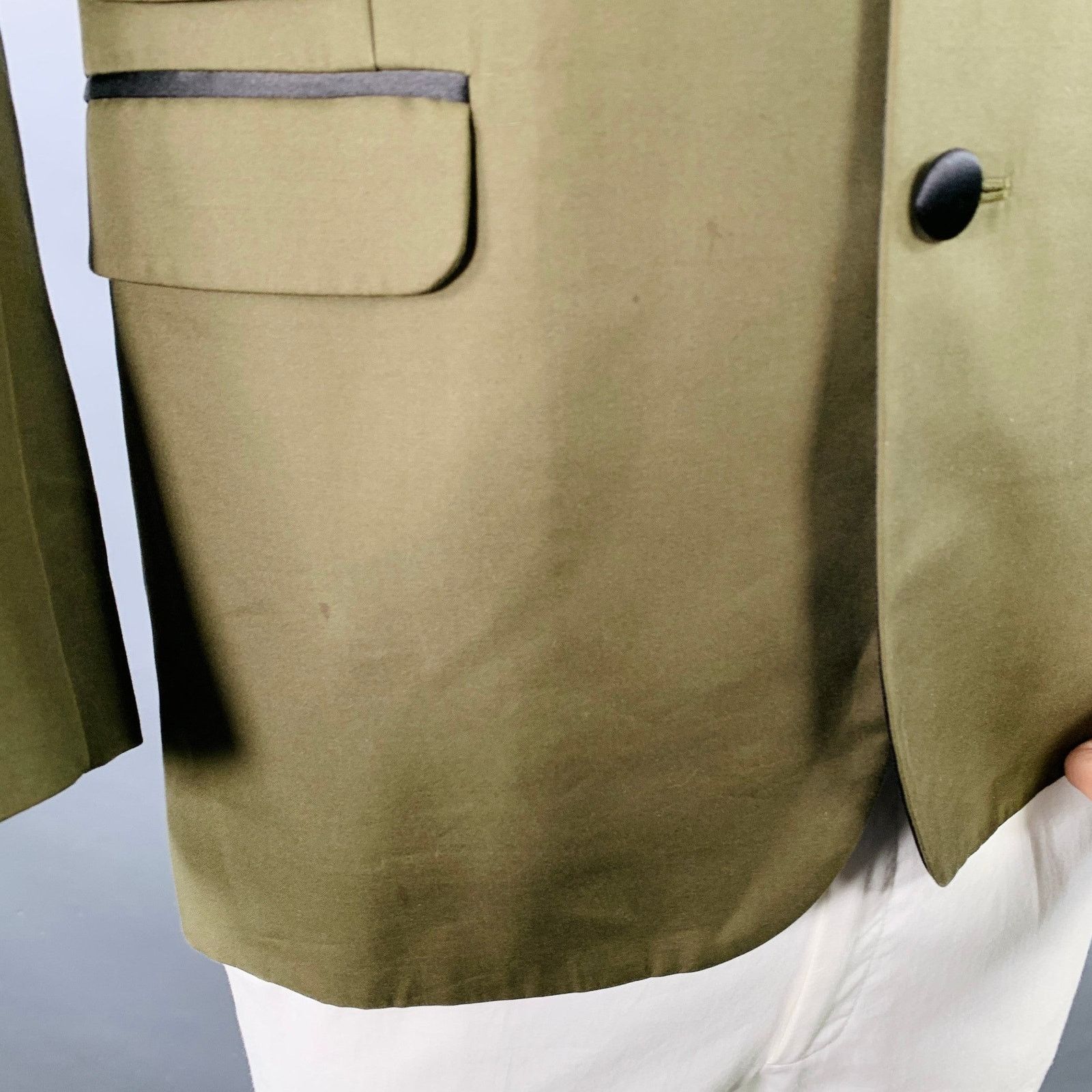 Dsquared2 Olive Green Black Cotton Three Button Peak Lapel Sport Coat Size 42R - 6 Thumbnail