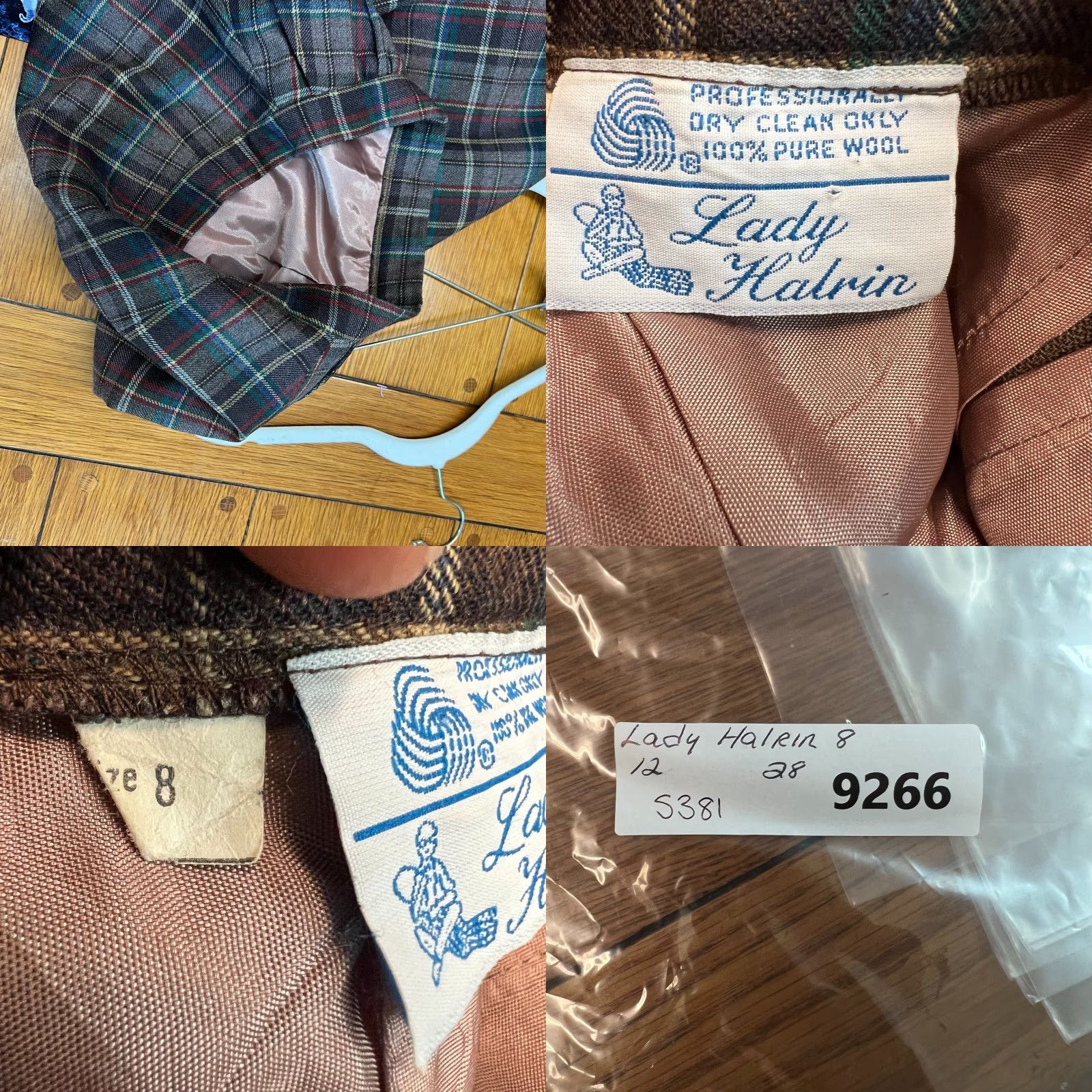 Vintage VINTAGE Lady Halrin Wool Plaid Skirt Womens 8 Brown Knee Length Pleated Pockets Zip Preppy Size 30" / US 8 / IT 44 - 8 Thumbnail