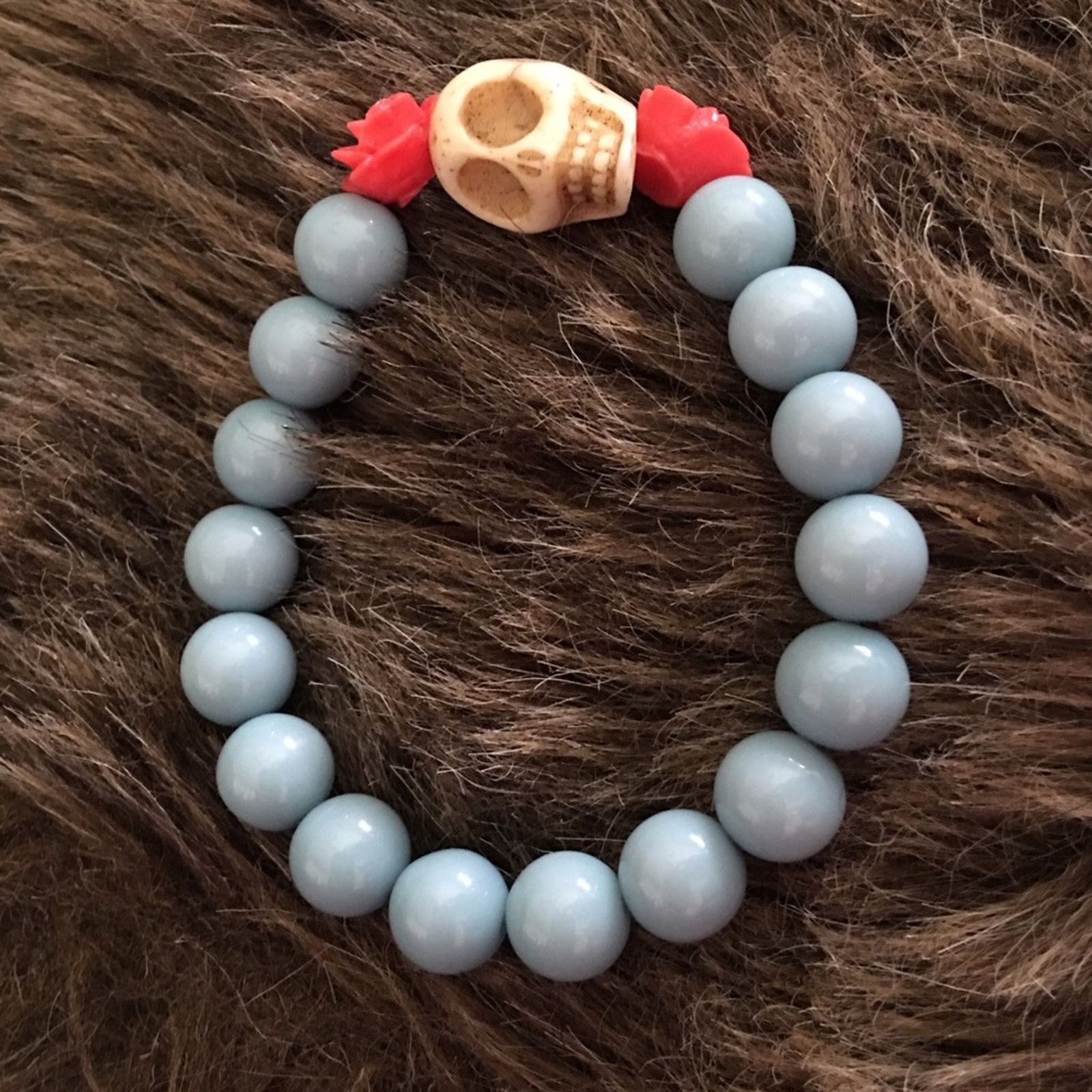 Jewelry Skull and rose “life and death” stretch bracelet Size ONE SIZE - 4 Thumbnail