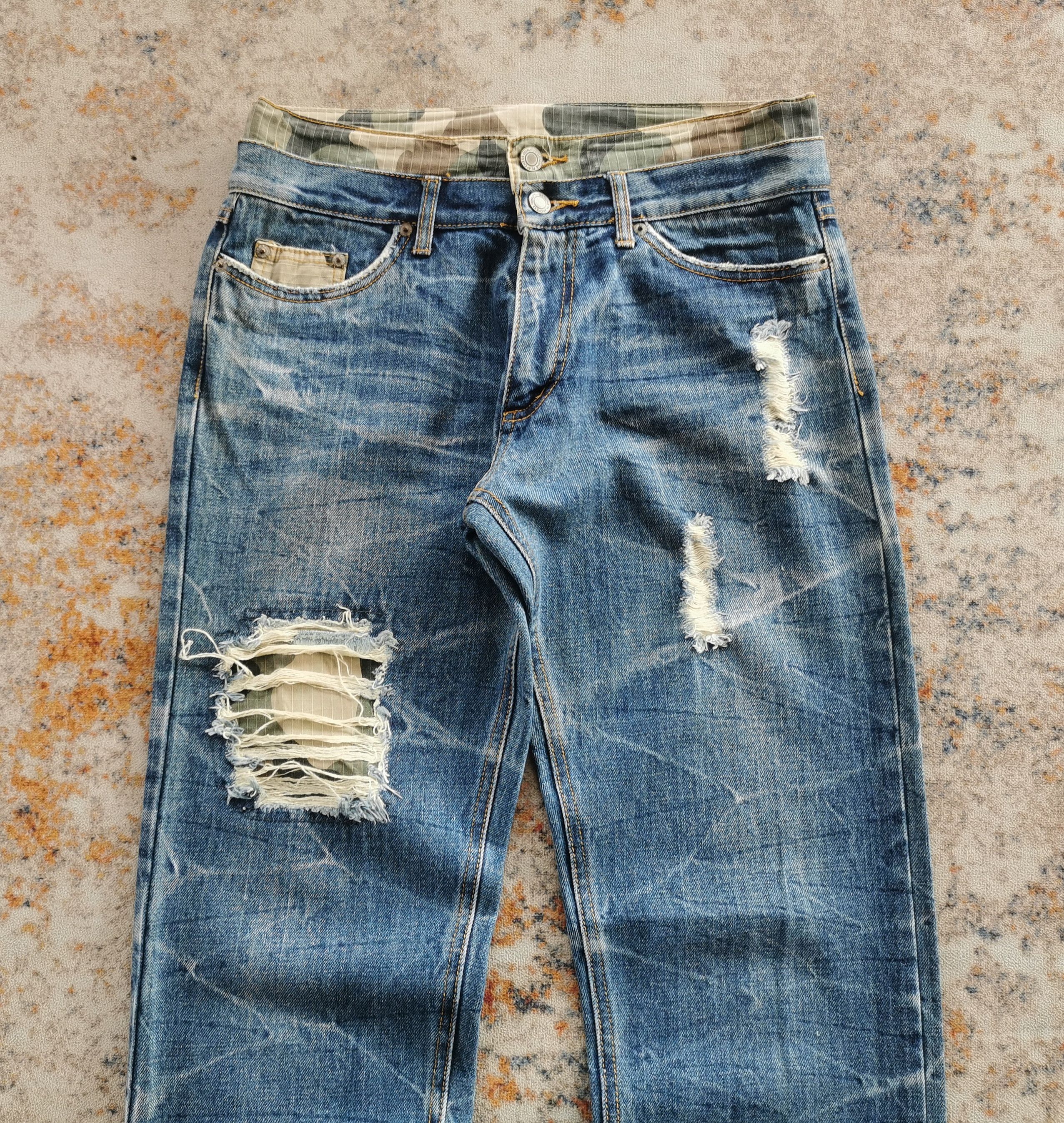 Kapital DoubleWaist Distressed Denim Clawmark CamoWaist Size 31x31.5 Size US 31 - 1 Thumbnail