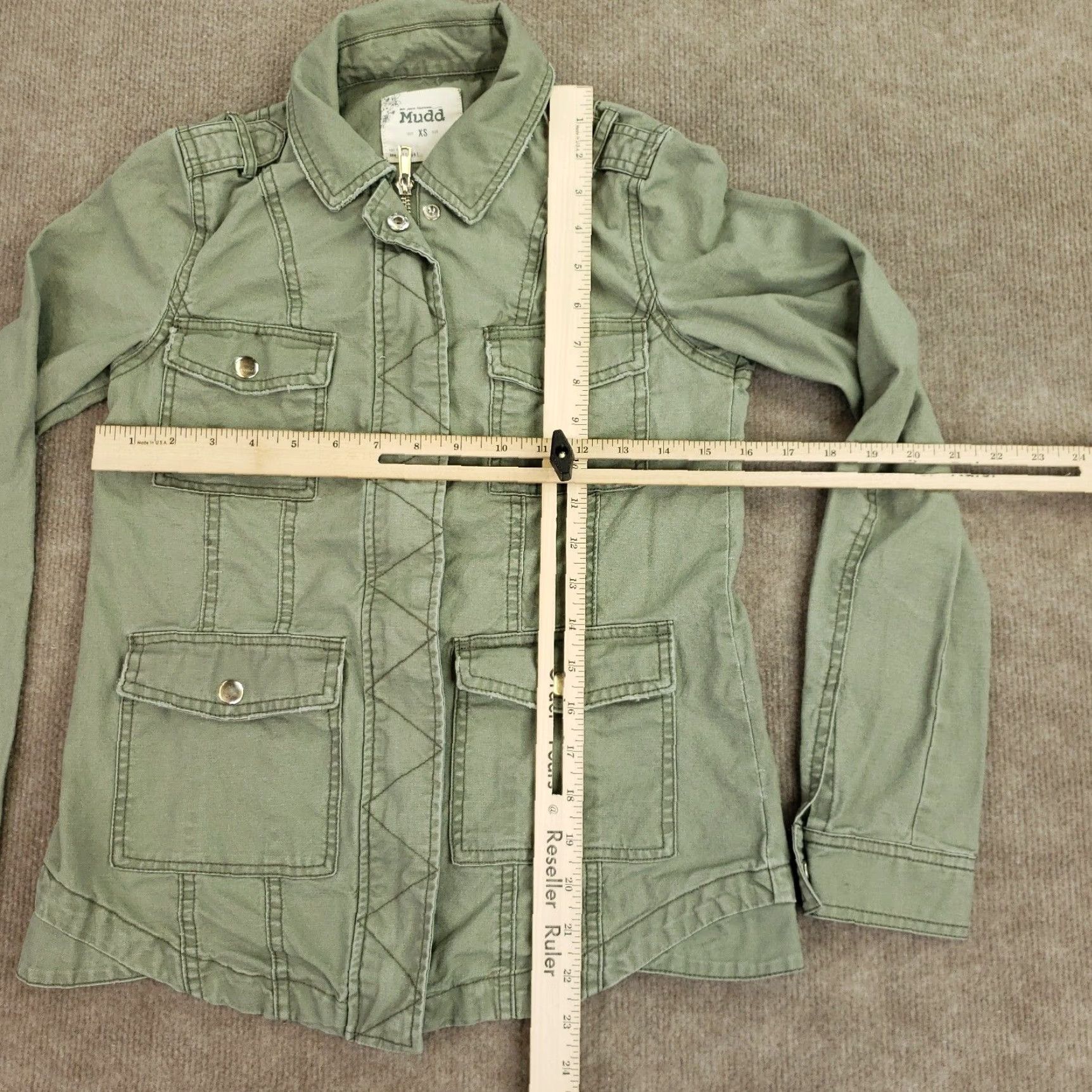 Vintage Mudd Womens Green Full Zip Jacket XS Cotton Collared Snaps Size XS / US 0-2 / IT 36-38 - 2 Thumbnail