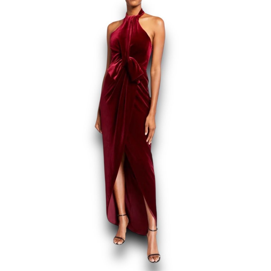 Halo Black Halo, Estelle Smashing Berry High-Low Velvet Halter Bo Size S / US 4 / IT 40 - 1 Thumbnail