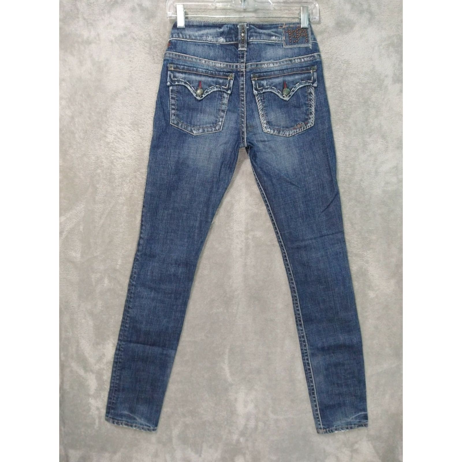 Vintage Silver Jeans Womens 25/32 Blue Denim Japanese Ringspun Skinny Leg Low Rise Size 42" / US 20 - 2 Thumbnail