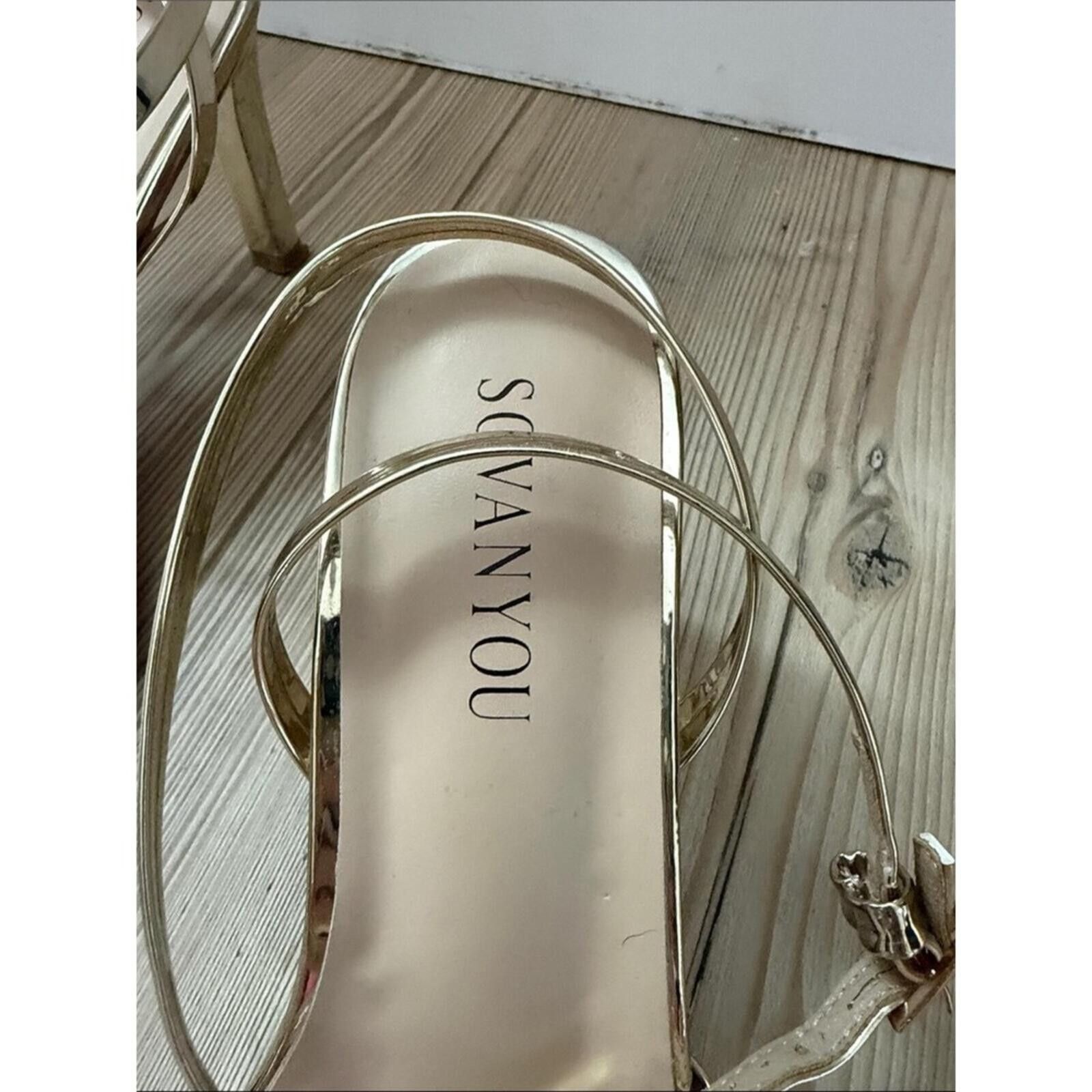 Other Metallic Gold Strappy Block Heel Sandals for Women Size US 10 / IT 40 - 3 Thumbnail