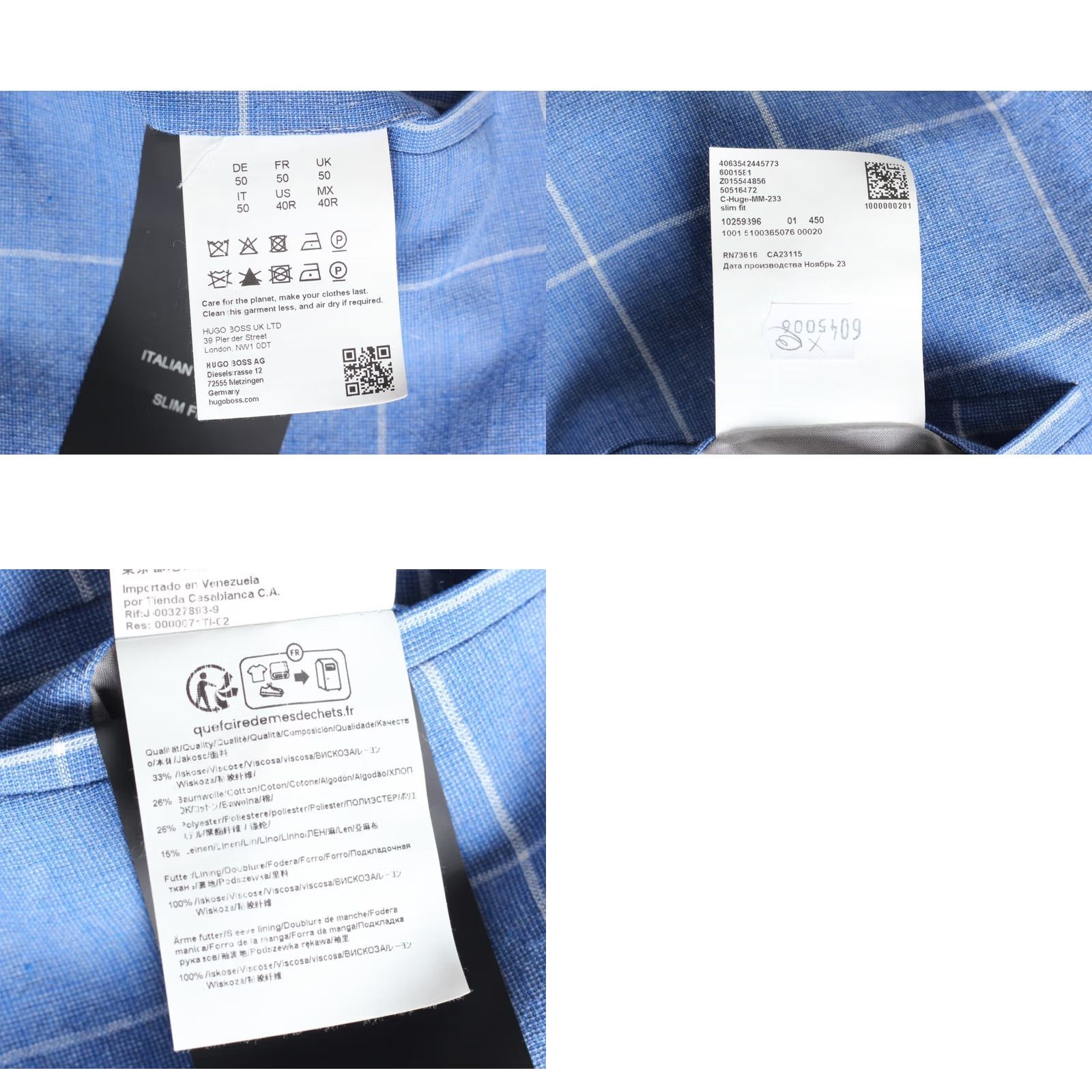 Hugo Boss HUGO BOSS C Huge Slim Fit Linen Blend Blazer Jacket Men Size 50 US 40R MJ6553 Size 50R - 8 Thumbnail