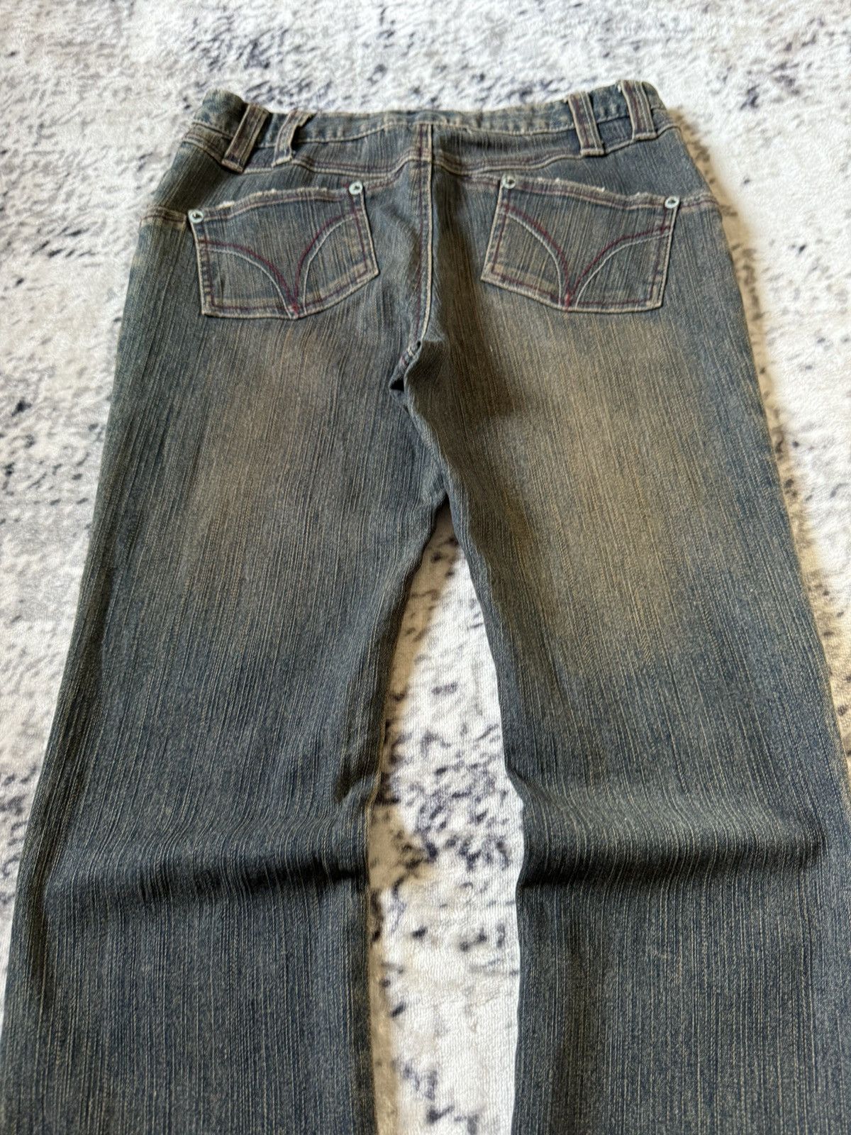 Japanese Brand Jouer Aux Echecs Mud Wash Patina Fade Studded Flared Jeans Size US 28 / EU 44 - 11 Thumbnail