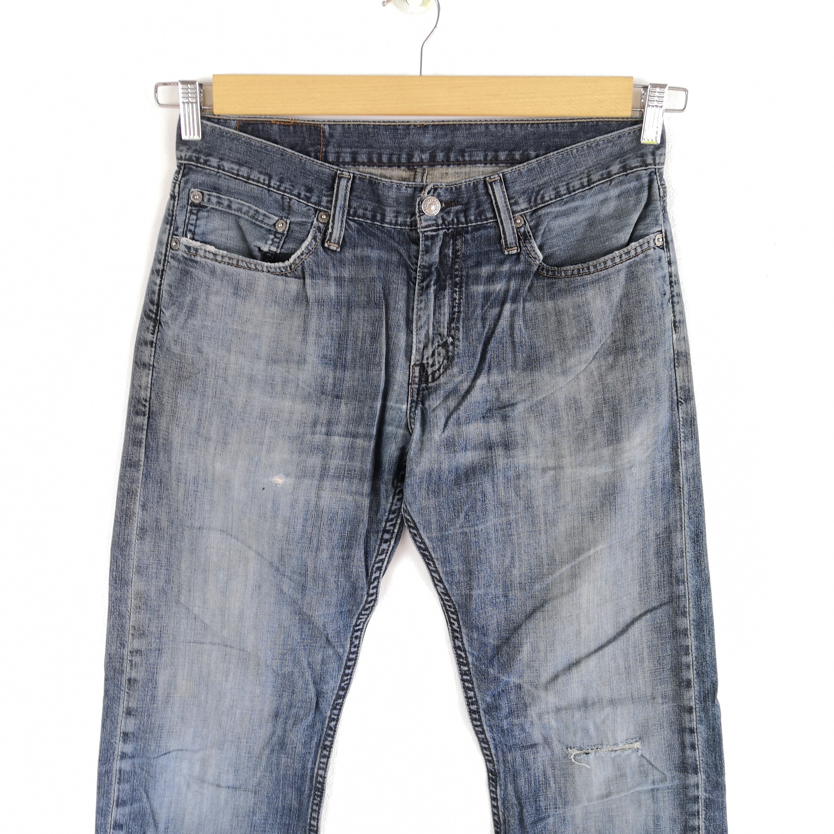 Levi's Vintage Y2K Levis Distressed Jeans Dark Blue Levis 514 Denim Size US 32 / EU 48 - 3 Thumbnail