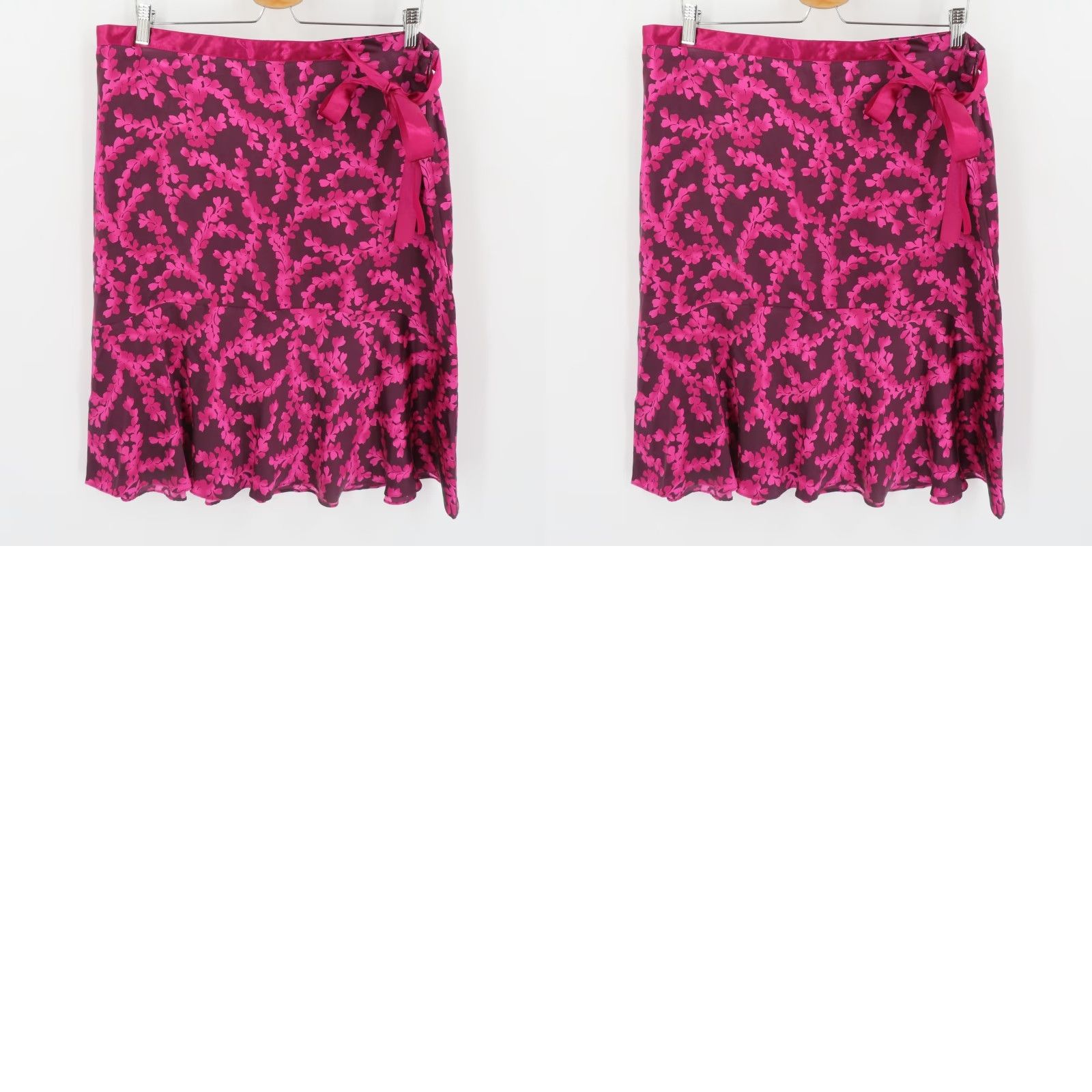 Vintage **Womens New York & Company 16 Zip Pink Silk Leaf Print Skirt** User: **New York & Company Womens 16 Zip Pink Silk Leaf Print Skirt** Size 38" / US 16 / IT 52 - 8 Thumbnail