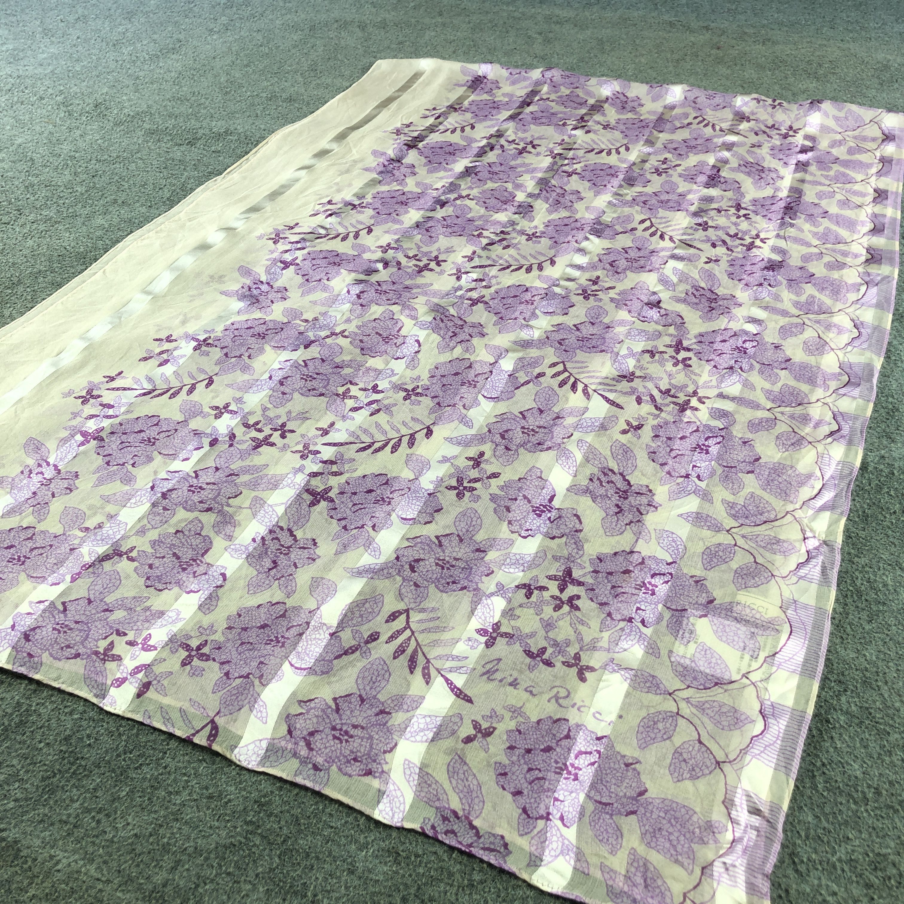 Nina Ricci Vintage Nina Ricci Floral Silk Stole Silk Scarf M1401 Size ONE SIZE - 3 Thumbnail