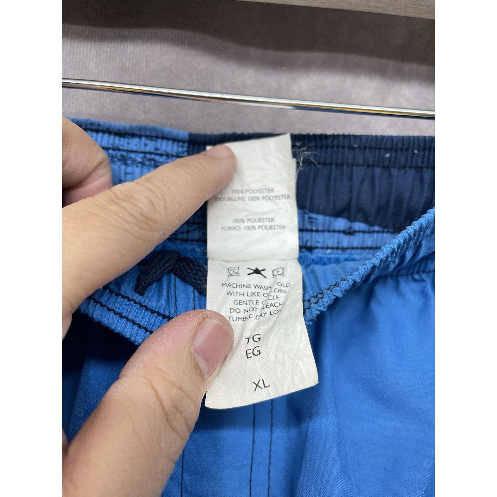Nike VTG 90S Y2K NIKE BLUE SILVER TAG STRIPED POCKET SHORTS SWIM Size US XL / EU 56 / 4 - 8 Thumbnail