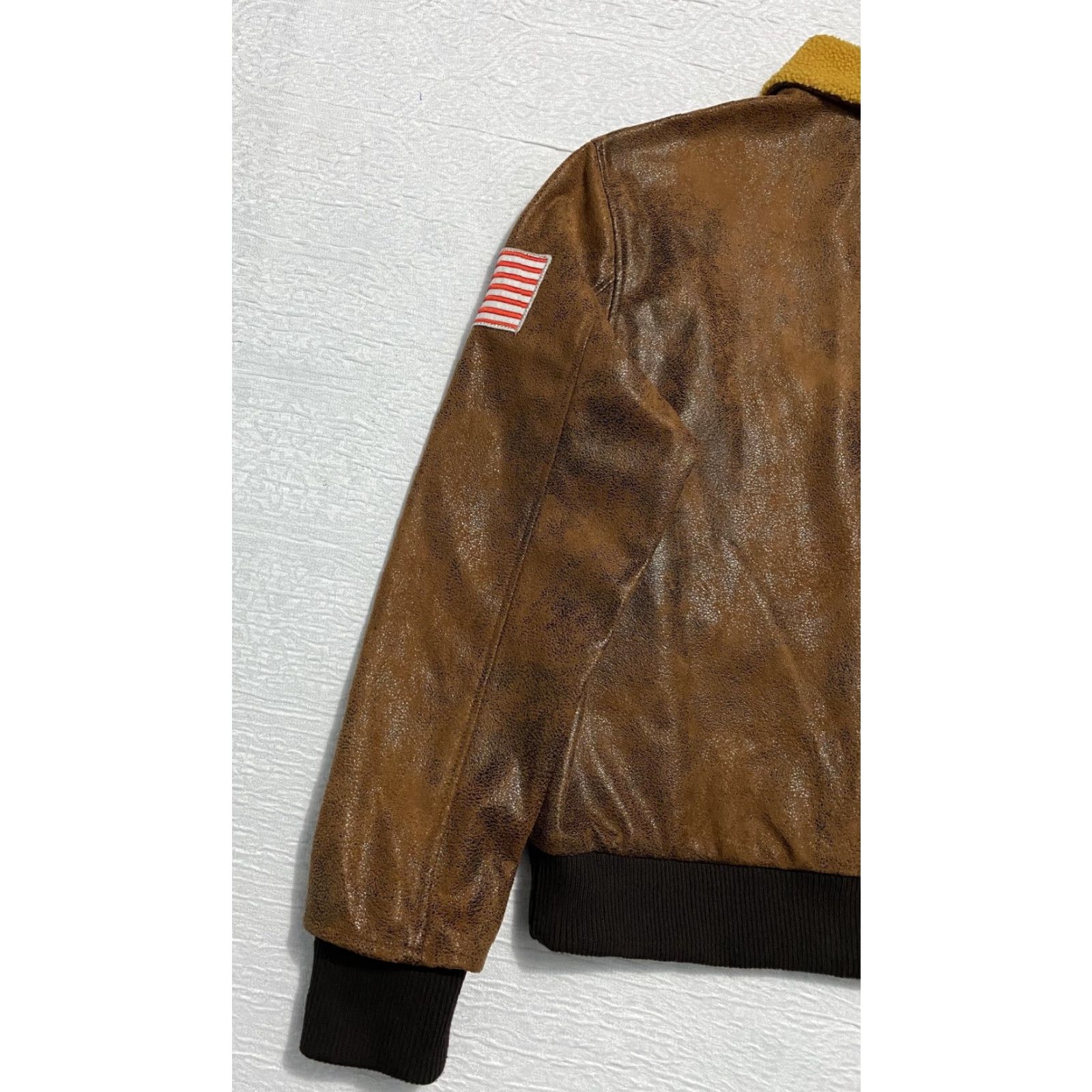 ESPIRIT Spirit Halloween Airman Bomber Jacket Mens XL Faux Leather Patches Costume Brown Aviator Jacket Size US XL / EU 56 / 4 - 6 Thumbnail