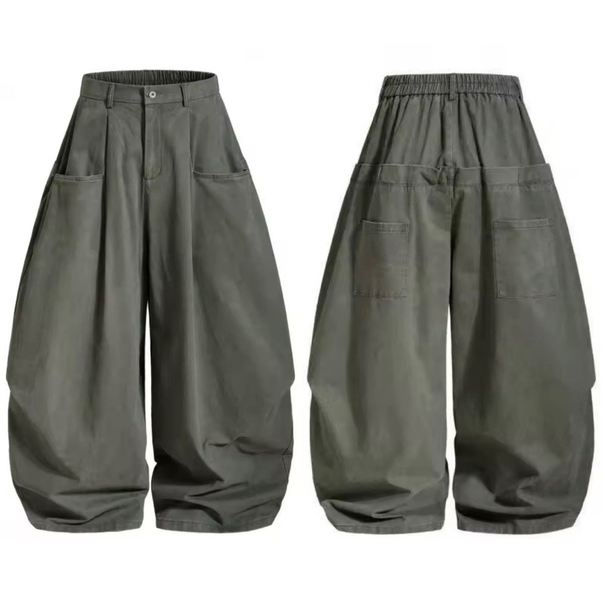 Japanese Brand Khaki Baggy Pockets Loose Wide Leg Vintage Style Pants Size US 31 - 1 Thumbnail