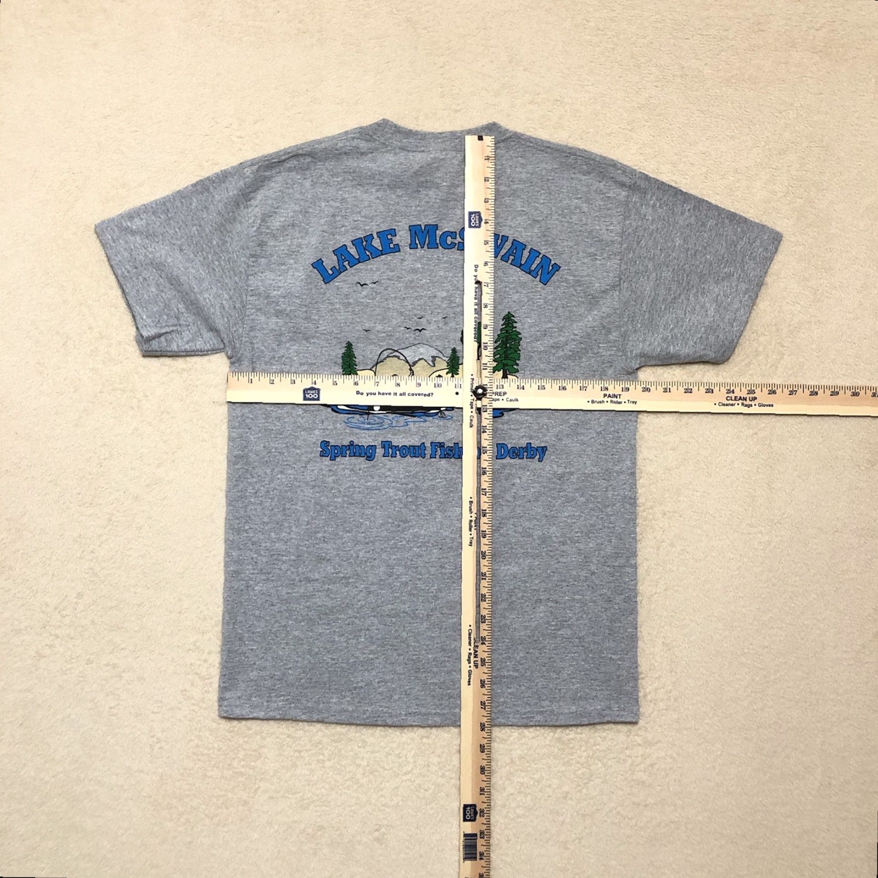 Vintage VINTAGE Port and Company T-Shirt Unisex Adults Lake McSwain California Spring Trout Fishing Derby Gray M Size US M / EU 48-50 / 2 - 7 Thumbnail
