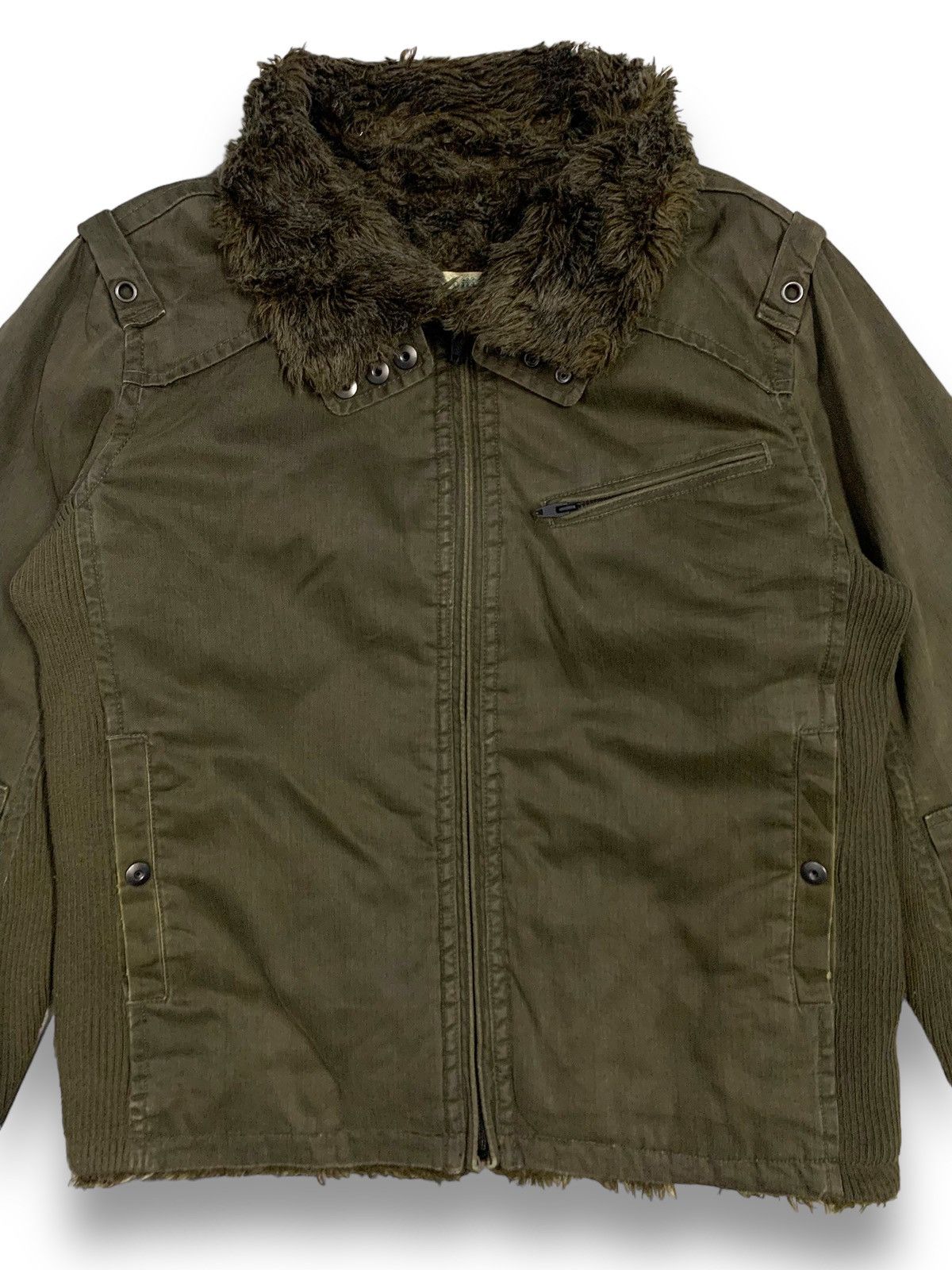 14th Addiction Vintage Chevignon Canvas Sherpa Fur Lined Punk Style Jacket Size US L / EU 52-54 / 3 - 7 Thumbnail