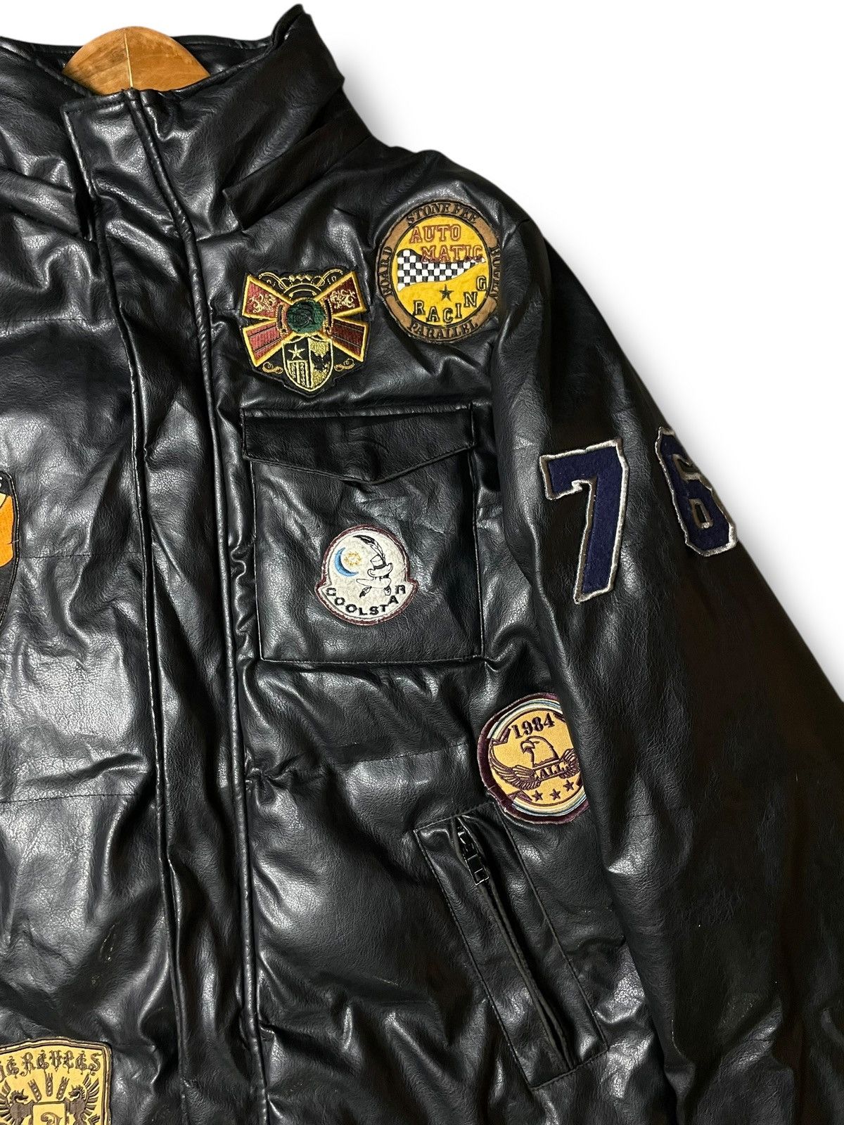 Japanese Brand × Vintage CLONE DEVGRU Embroidered Patches Puffer Leather Jacket (115) Size US L / EU 52-54 / 3 - 2 Thumbnail