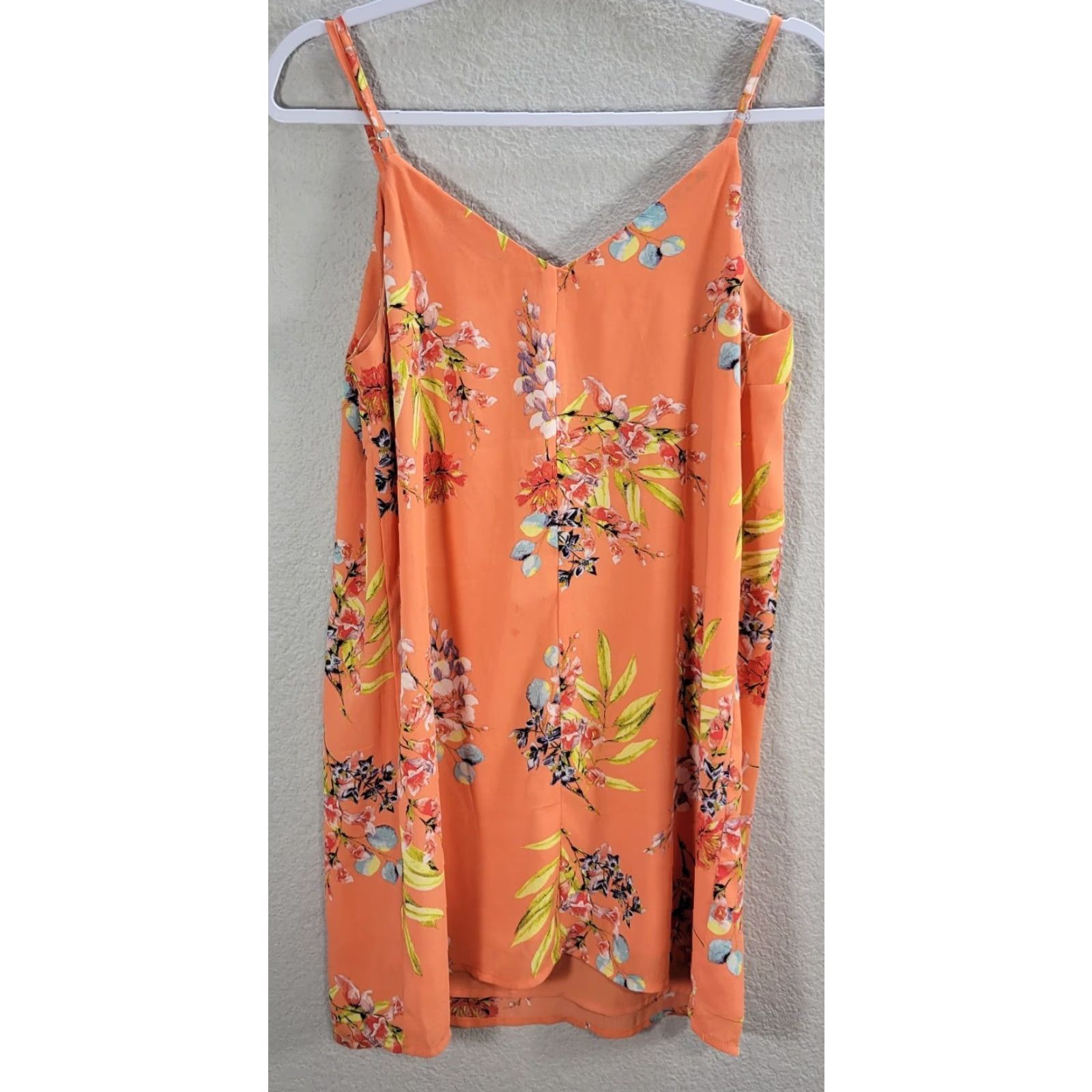 Cotton On Cotton On Womens Mini Dress Shirt Sleeveless Orange Floral V-Neck Lined Polyester Sz S Short Size 28" / US 6 / IT 42 - 5 Thumbnail