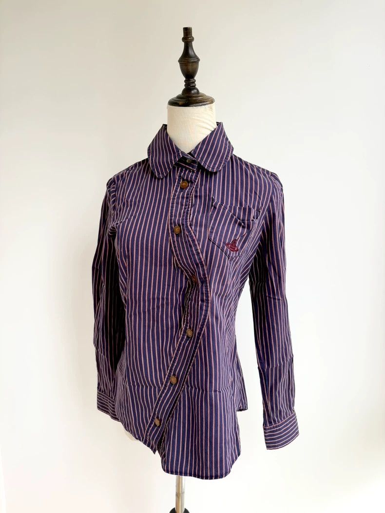 Vivienne Westwood Vivienne Westwood Blue and purple striped slanted collar s Size M / US 6-8 / IT 42-44 - 5 Thumbnail