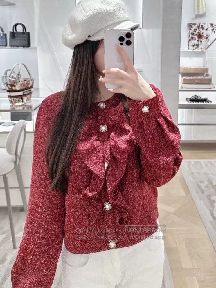 Chanel Chanel 19P red lace tweed jacket Size XS / US 0-2 / IT 36-38 - 1 Thumbnail
