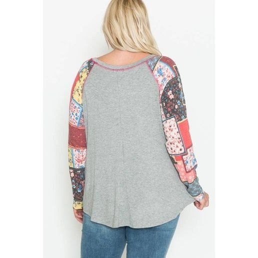 Other Plus Size Colorful Patchwork Long Sleeve Top 3X Size 3XL / US 20-22 - 2 Thumbnail