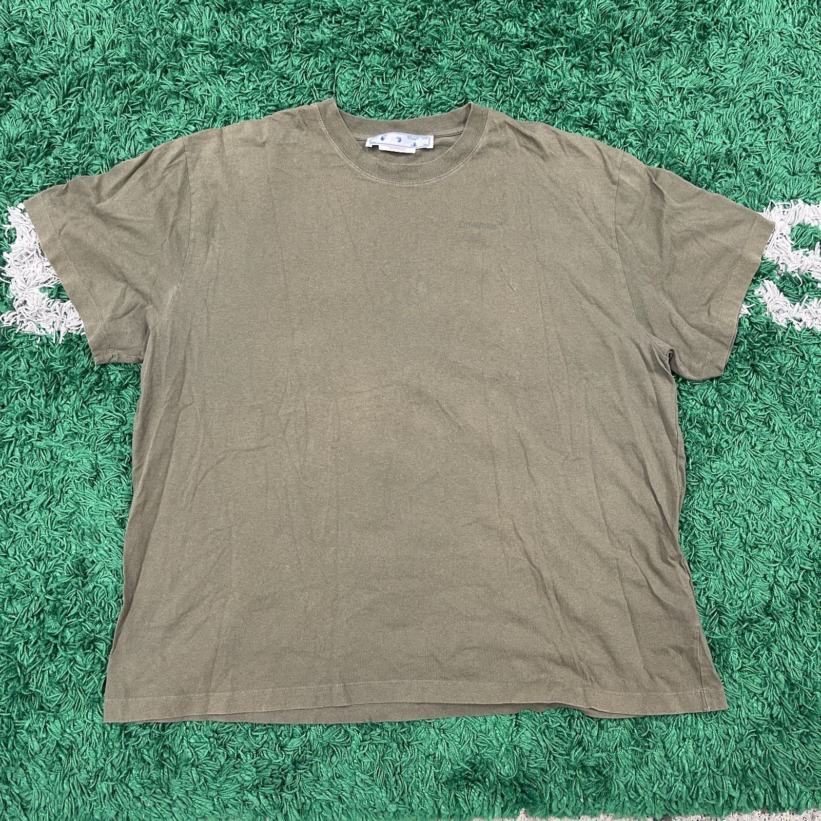 Off-White Off-White Diagonal Tab Logo Olive Green Tee XL Oversized Size US XL / EU 56 / 4 - 4 Thumbnail