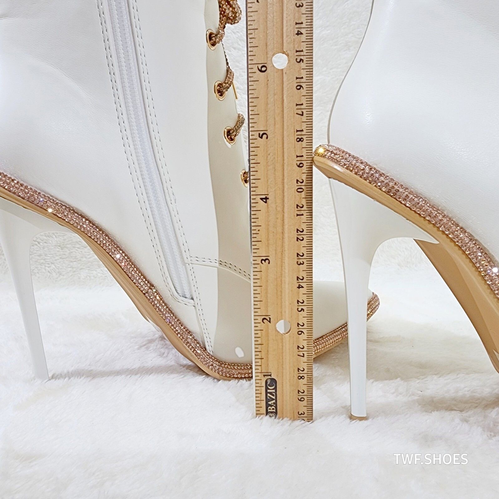 Other Delightful White Upper High Heel Ankle Boots Rose Gold Rhine Size US 7.5 / IT 37.5 - 2 Thumbnail