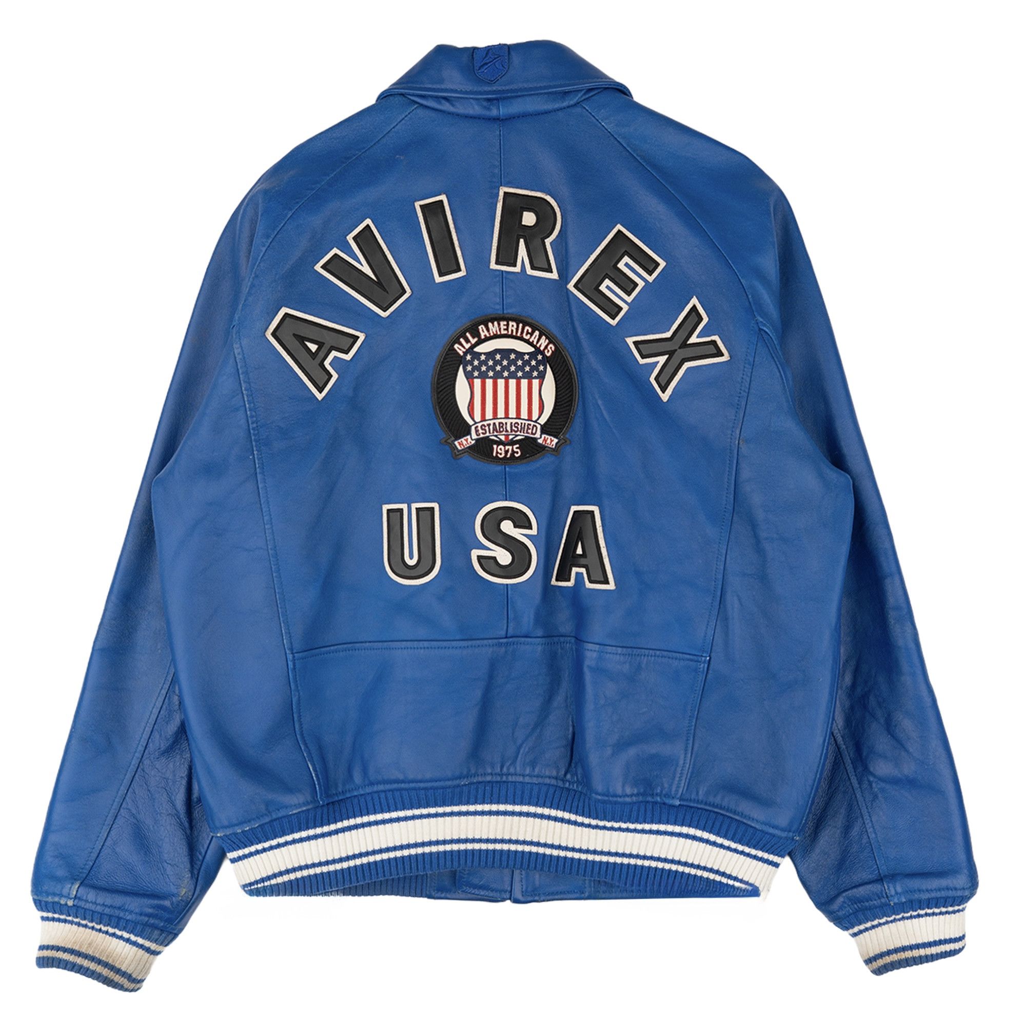 Avirex Icon Logo Leather Jacket Mazarine Blue Multi Size US L / EU 52-54 / 3 - 1 Thumbnail