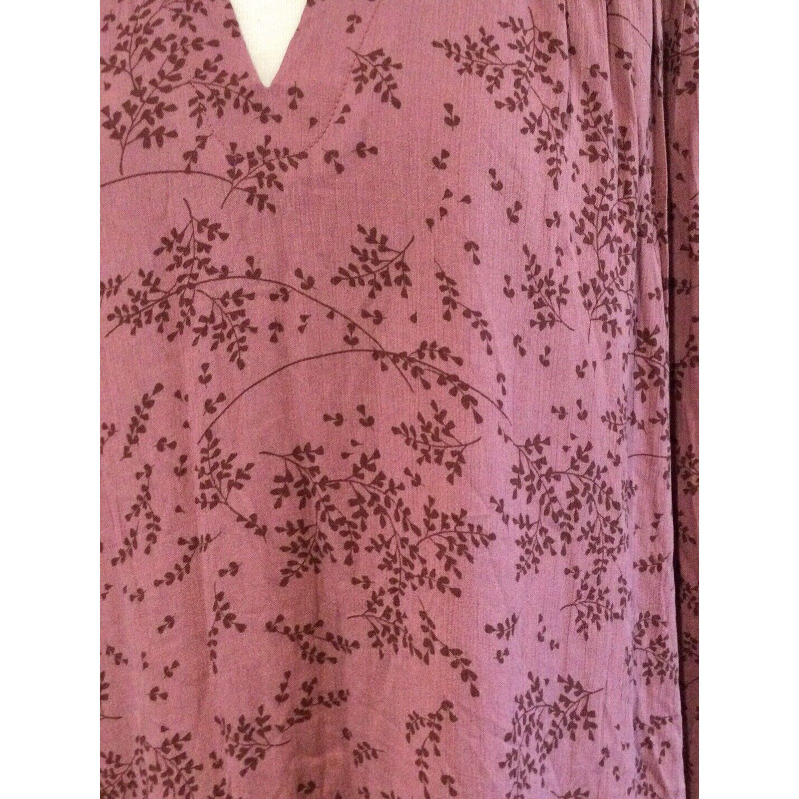 Vintage A.N.A. V-Neck Mauve Floral Long Sleeve Shift Dress Sz Small Size S / US 4 / IT 40 - 4 Thumbnail