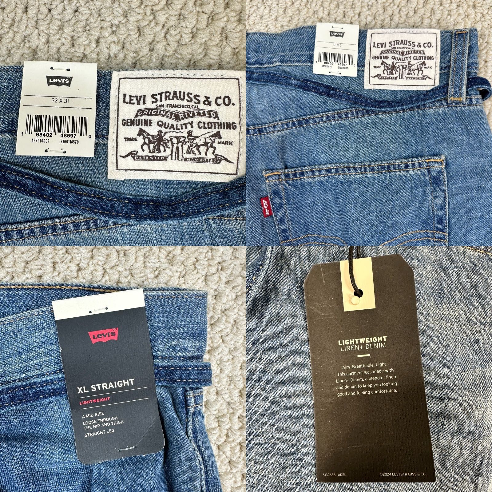 VINTAGE Levis XL Straight Jeans Women 32x31 Blue Denim Cotton Linen Wide Leg Baggy - Levi's Jeans - 80s Grunge Retro USA Mens?