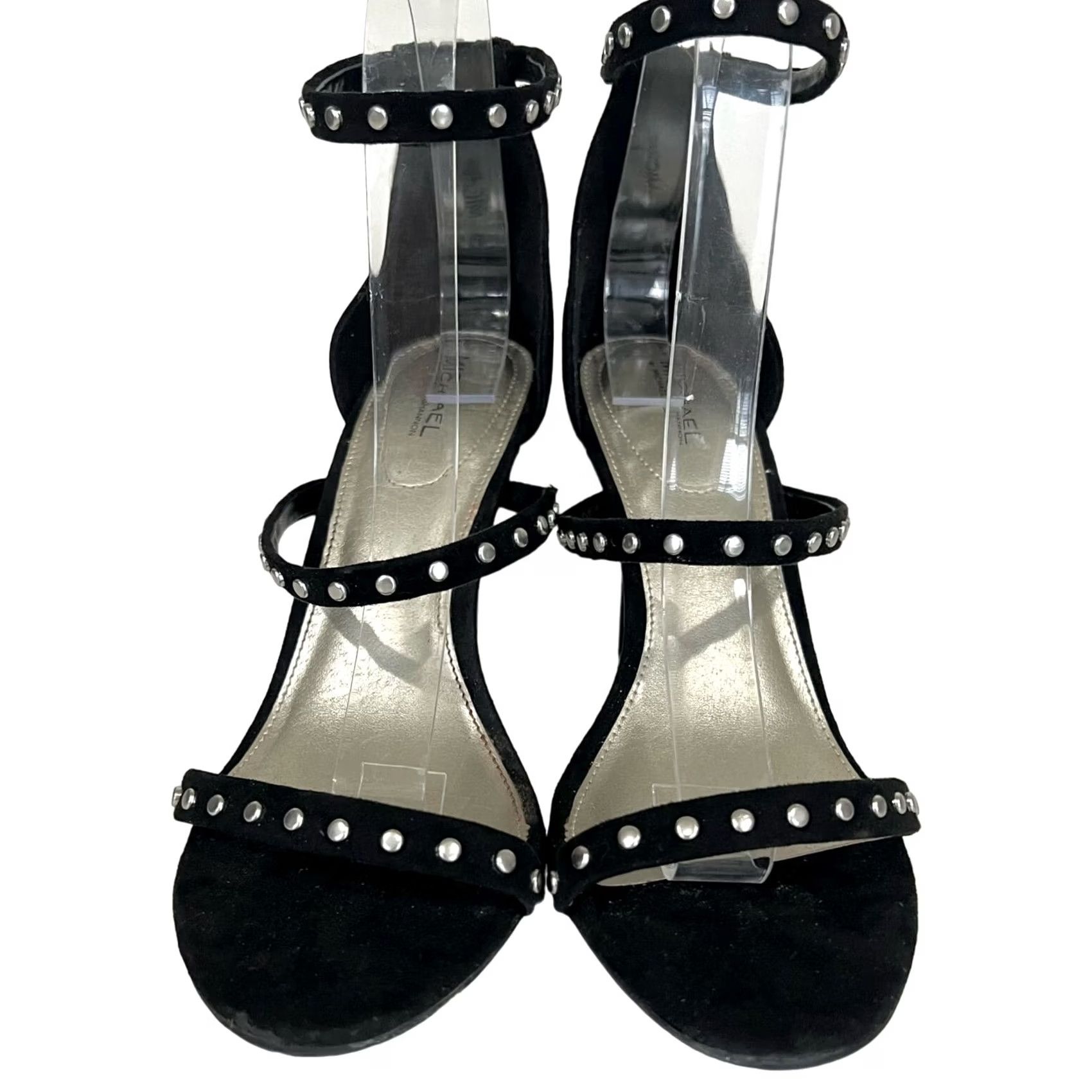 Vintage Michael by Michael Shannon Malin Stiletto Studded Heels Strappy Black Sz 8 - Pump, Faux Leather, Stiletto, Heels, Womens, Size 8, Black, Studded Size US 8 / IT 38 - 3 Thumbnail