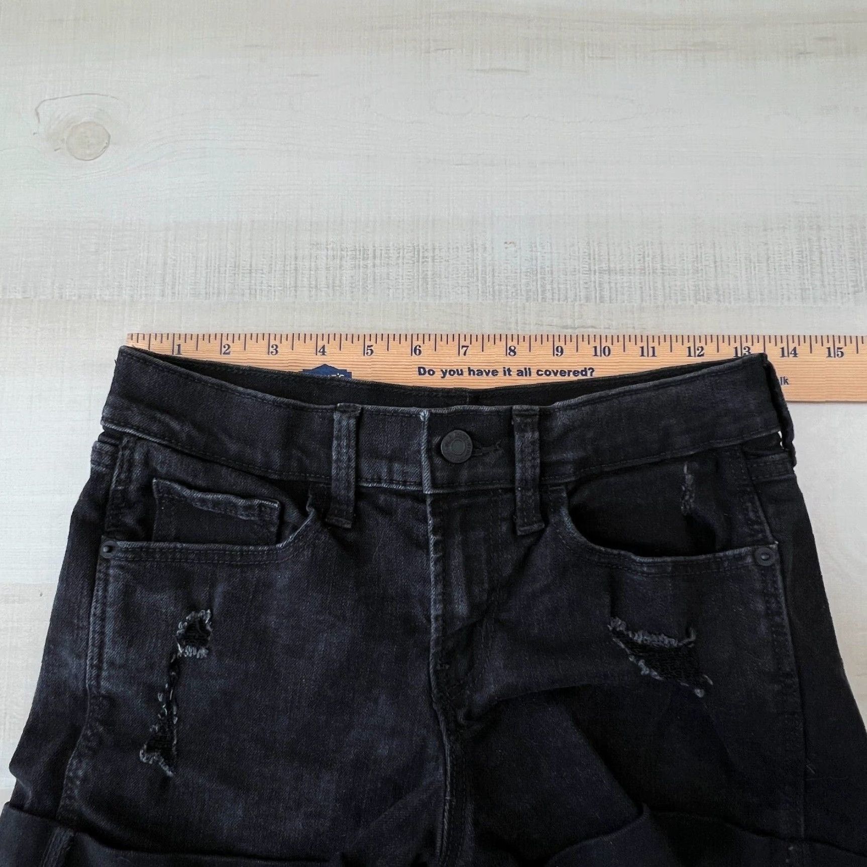 Old Navy Old Navy Womens Boyfriend Jean Shorts 0 Black Distressed Denim Stretch Size 25" / US 0 / IT 36 - 7 Thumbnail