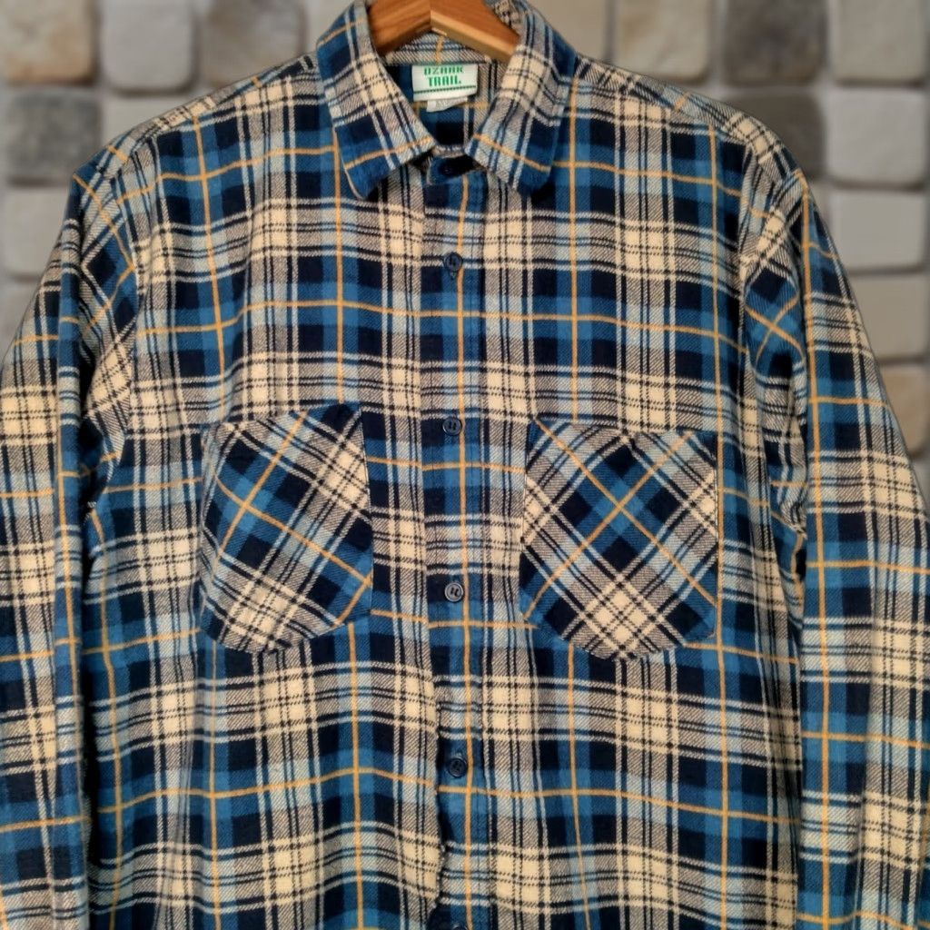 Vintage VINTAGE Ozark Trail Shirt Men M Blue Yellow Plaid Flannel Button-Up Long Sleeve Workwear Grunge 90s style Mens Size US M / EU 48-50 / 2 - 1 Thumbnail