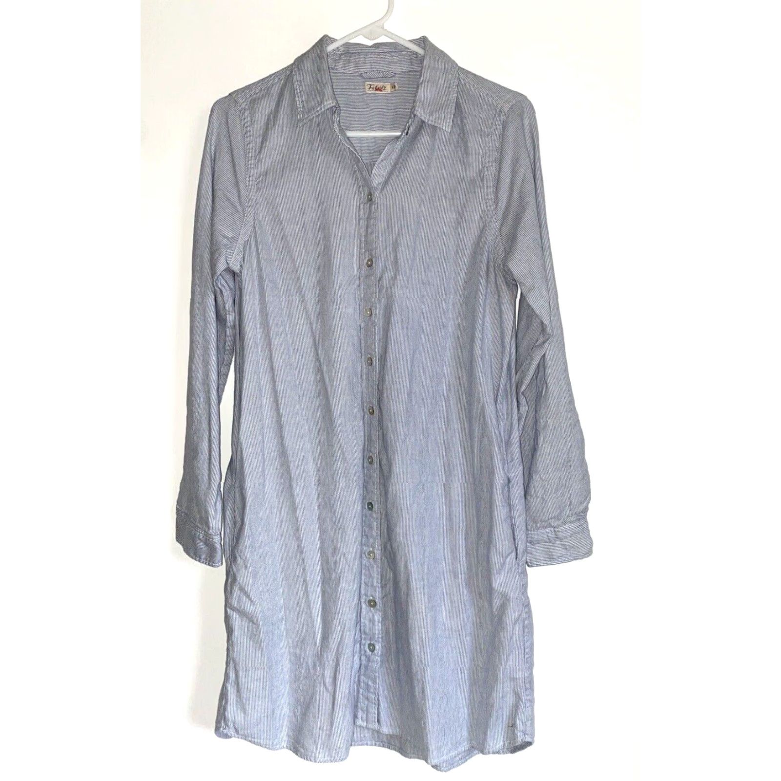 Faherty Faherty Women's Bayview Stretch Cotton Shirt Dress Oxford-Stripe Sz S White and Blue Shirt Dress Womens Size S / US 4 / IT 40 - 2 Thumbnail