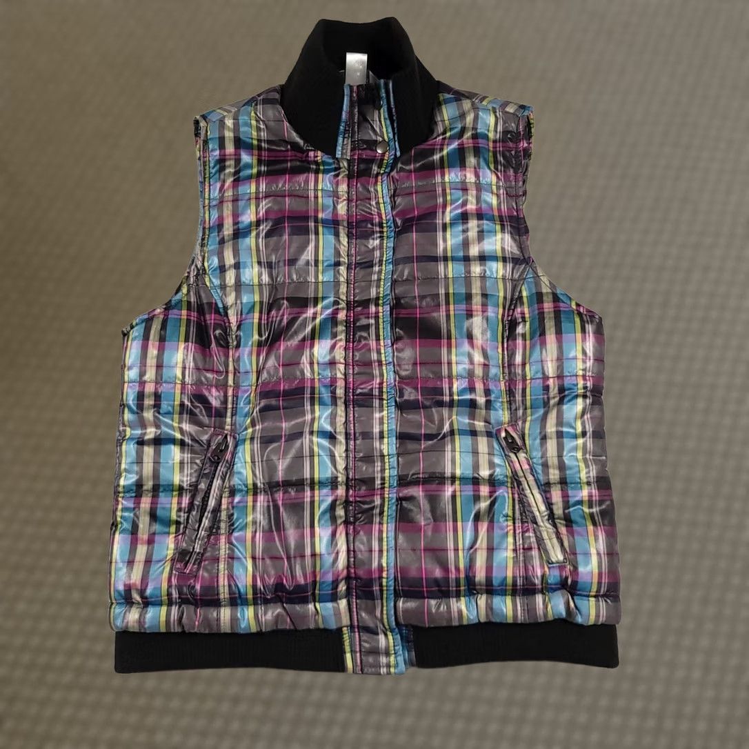 Vintage VINTAGE Christopher & Banks Vest Womens Petite Small Plaid Puffer Sleeveless Zip Pockets Size S / US 4 / IT 40 - 1 Thumbnail