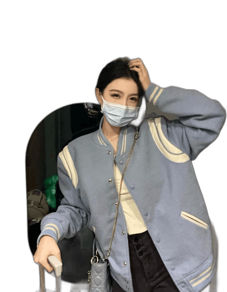saint laurent baby blue baseball jacket