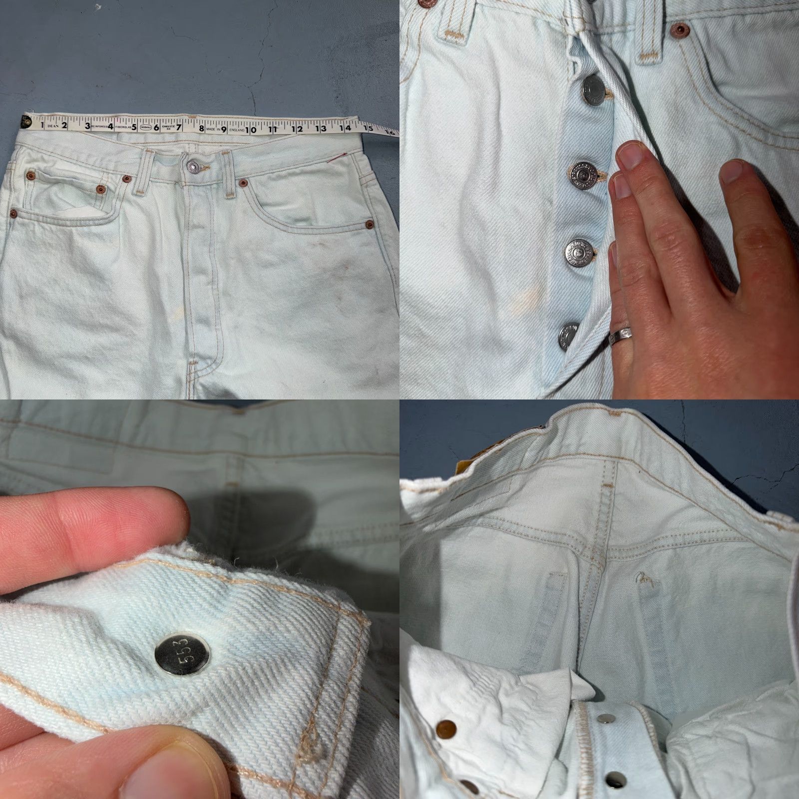 Levi's VINTAGE Levi's 501 Jeans 90s USA Straight Leg Light Wash Blue 31x34 Mens Size US 31 - 8 Thumbnail