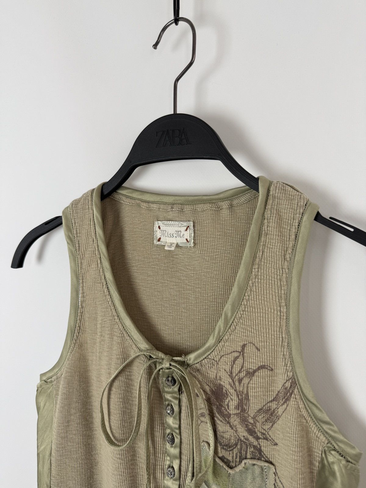 Miss Me Y2K Vintage Miss Me Distressed Ribbed Floral Sleeveless Top Size S / US 4 / IT 40 - 4 Thumbnail