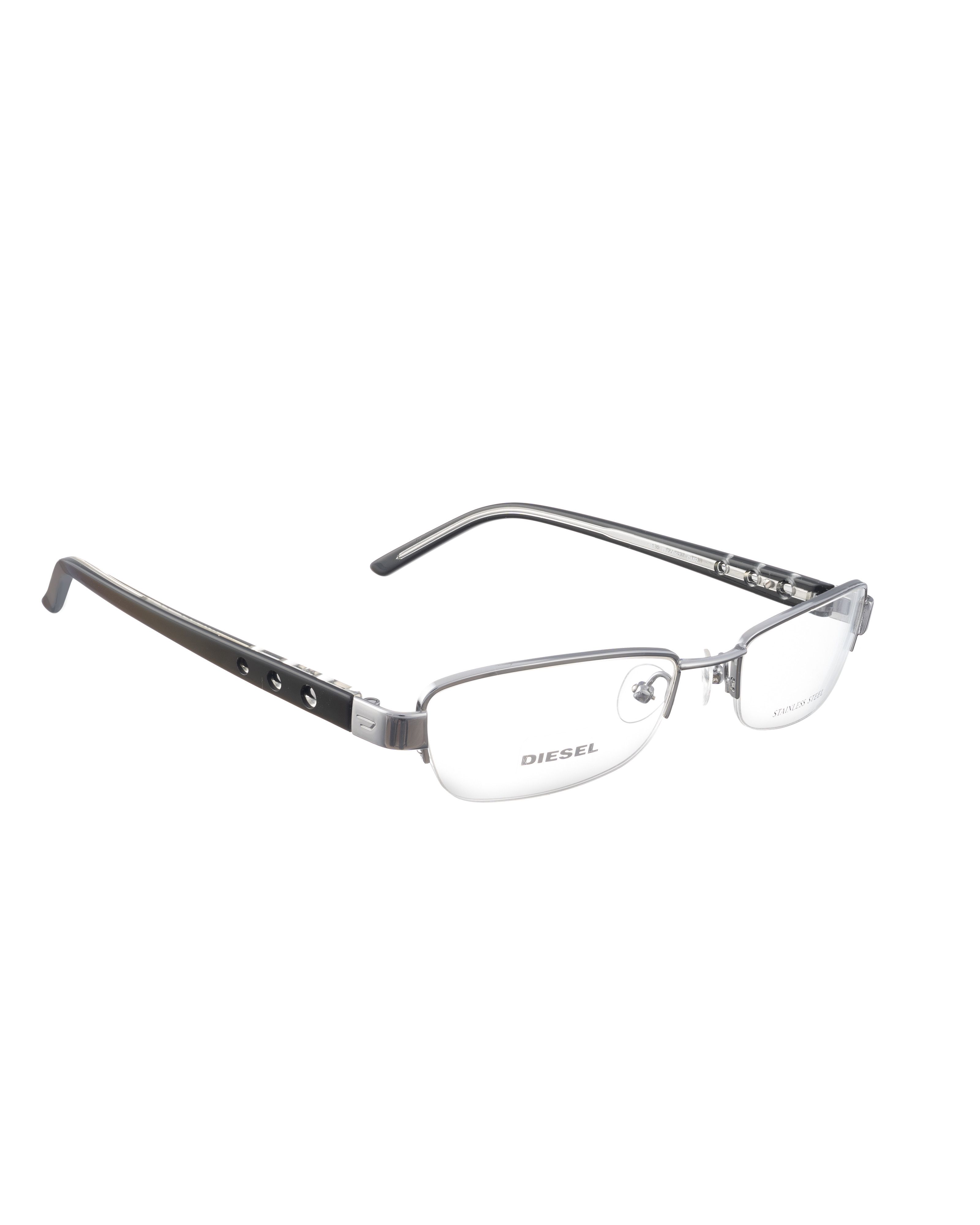 Diesel Diesel 00s Half Rim Black & Silver Glasses with Cut Outs Size ONE SIZE - 1 Thumbnail