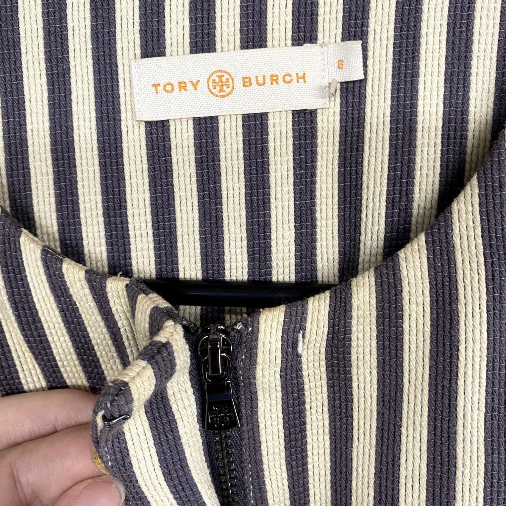 Tory Burch Tory Burch Jacket Womens 6 Gray Stripe Rene Zip Up Silk Lined Corporate Office Size M / US 6-8 / IT 42-44 - 5 Thumbnail