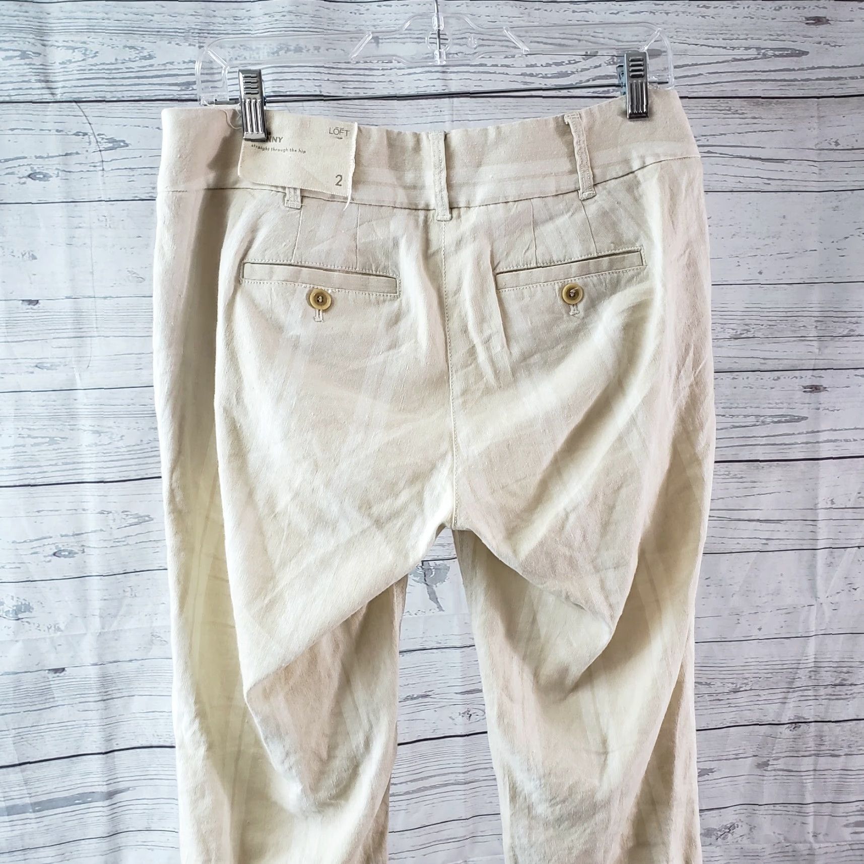 Ann Taylor VINTAGE? No — Ann Taylor LOFT Women Marisa Skinny Pants 2 Beige Striped Linen Blend Pants Womens Size 26" / US 2 / IT 38 - 4 Thumbnail