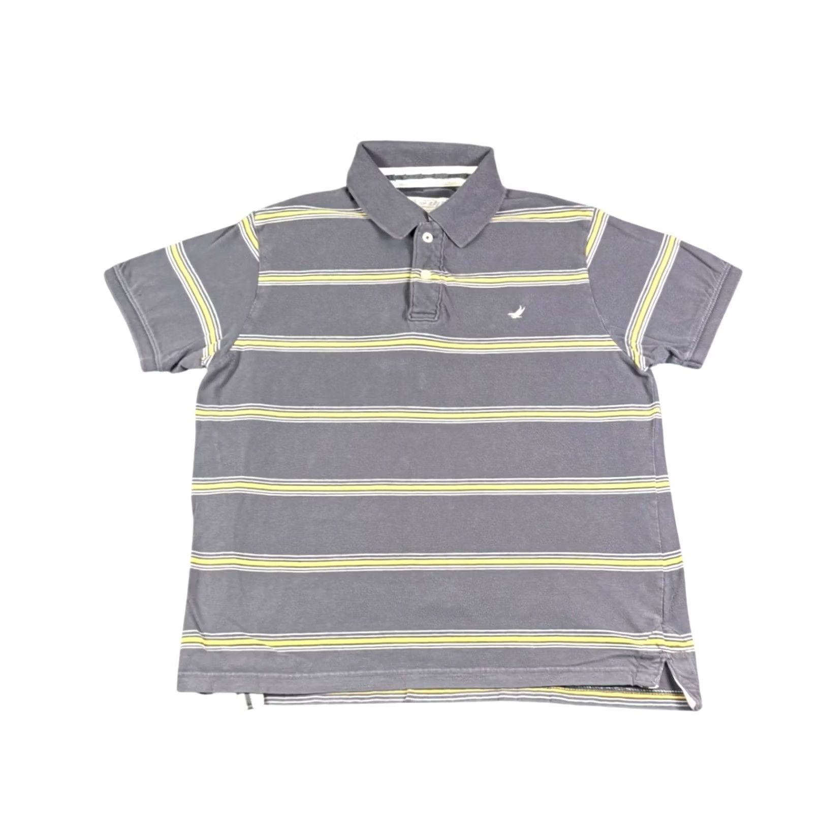 American Eagle Outfitters VINTAGE American Eagle Mens Striped Polo Shirt Gray Yellow Cotton Short Sleeve Large Size US L / EU 52-54 / 3 - 2 Thumbnail